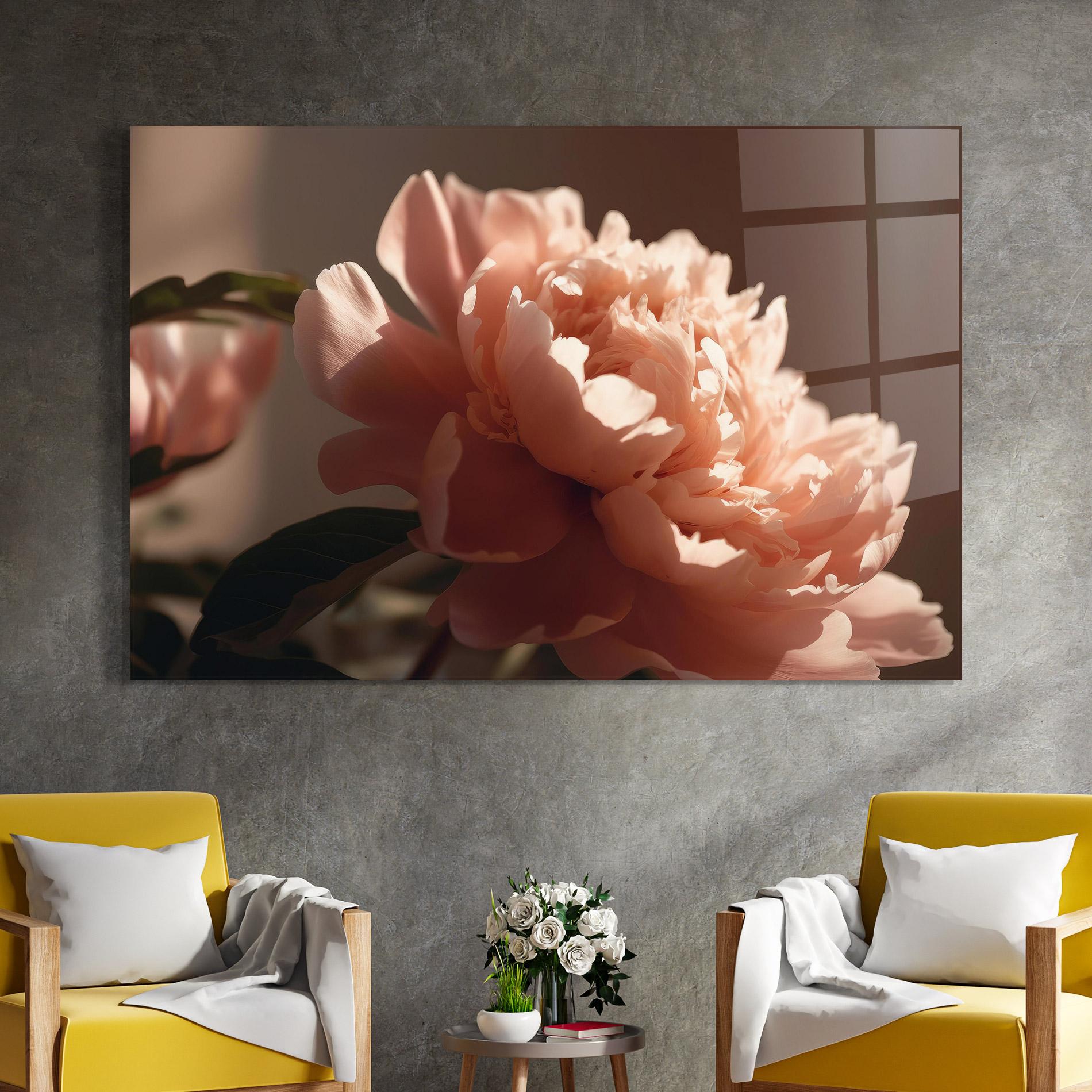 Tablou Sticla Light Orange Peony View mockup 4