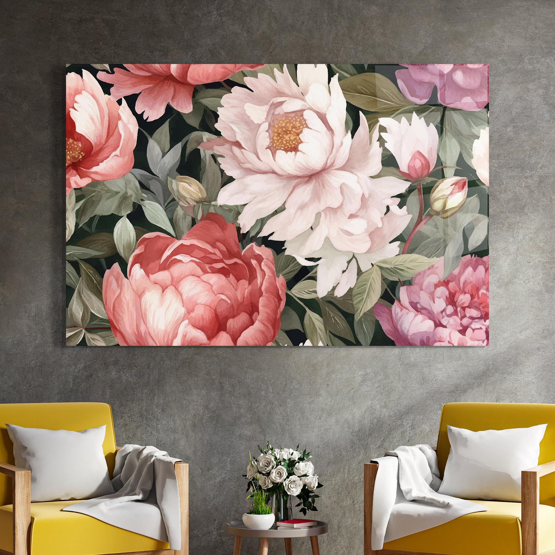 Tablou Sticla Light Peony Art mockup 4