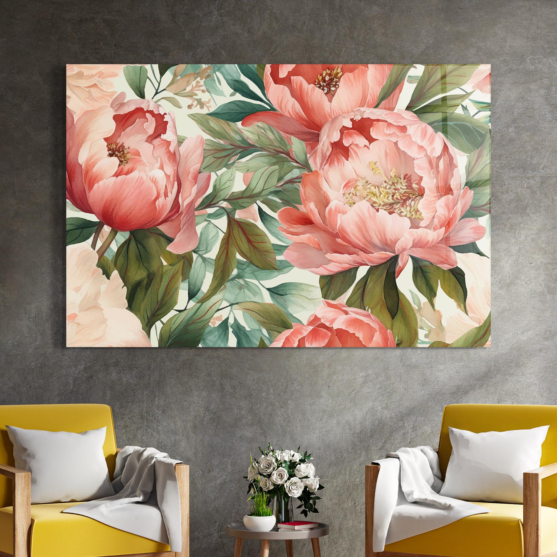 Tablou Sticla Light Red Peony mockup 4