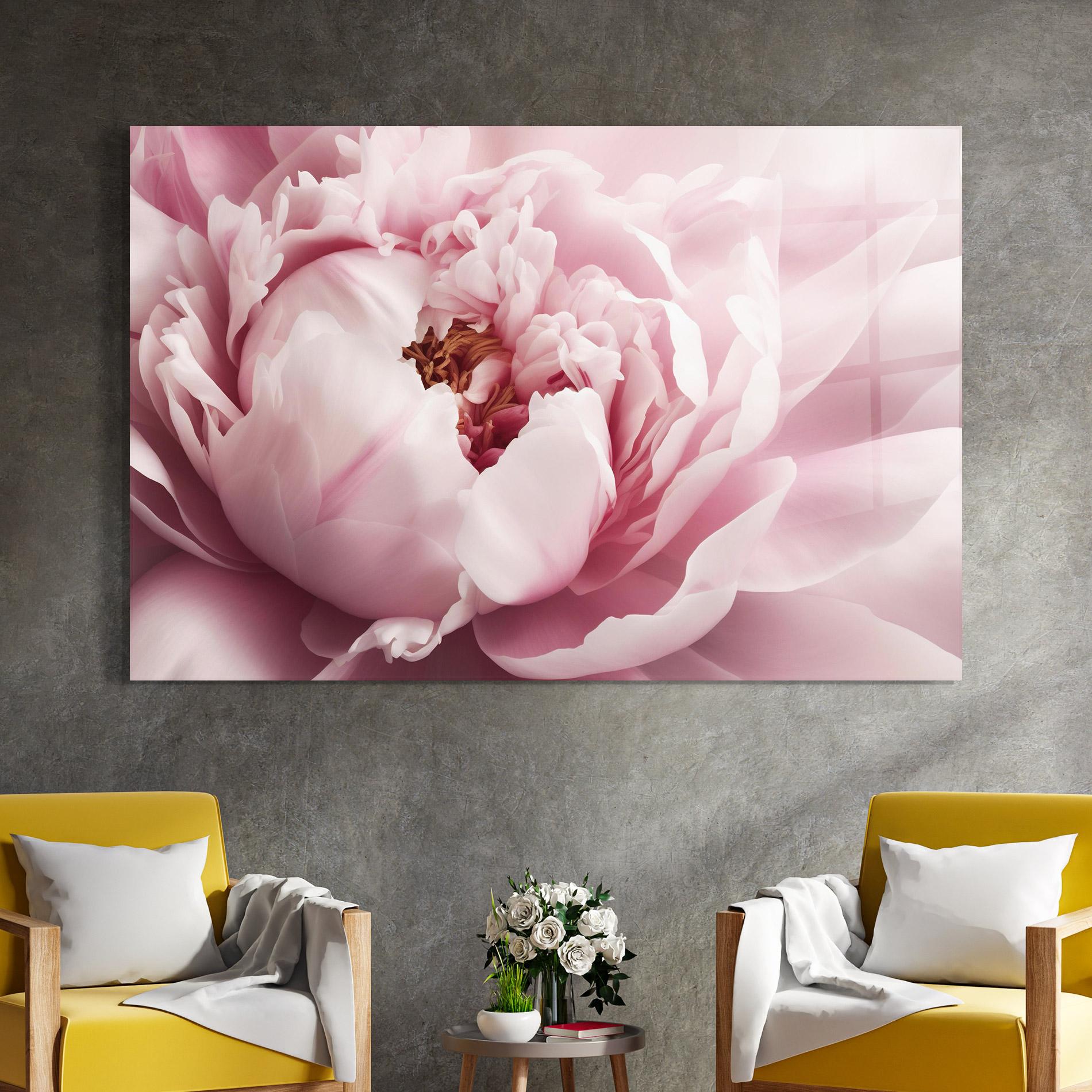 Tablou Sticla Pastel Peony Petals mockup 4