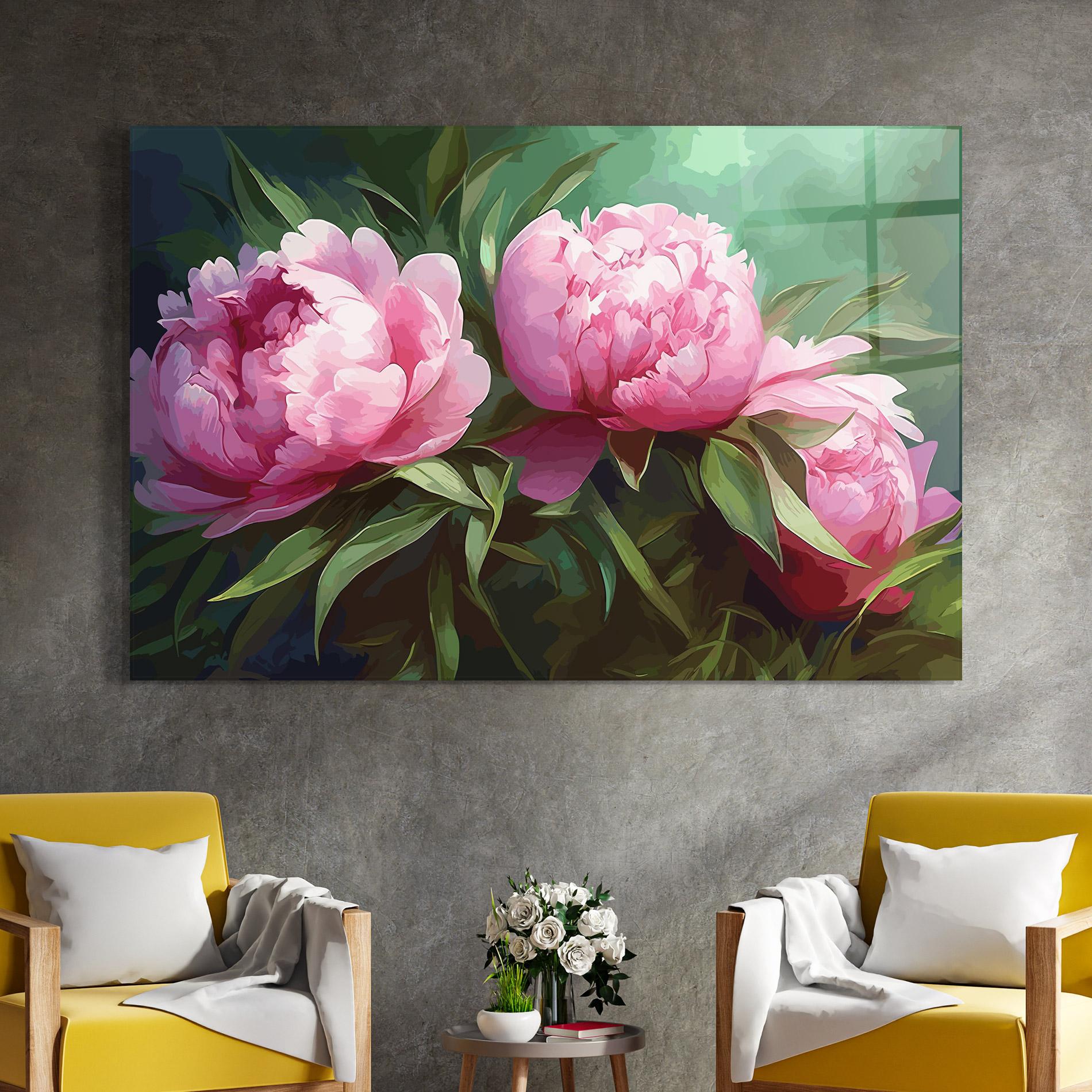 Tablou Sticla Peonies Art mockup 4