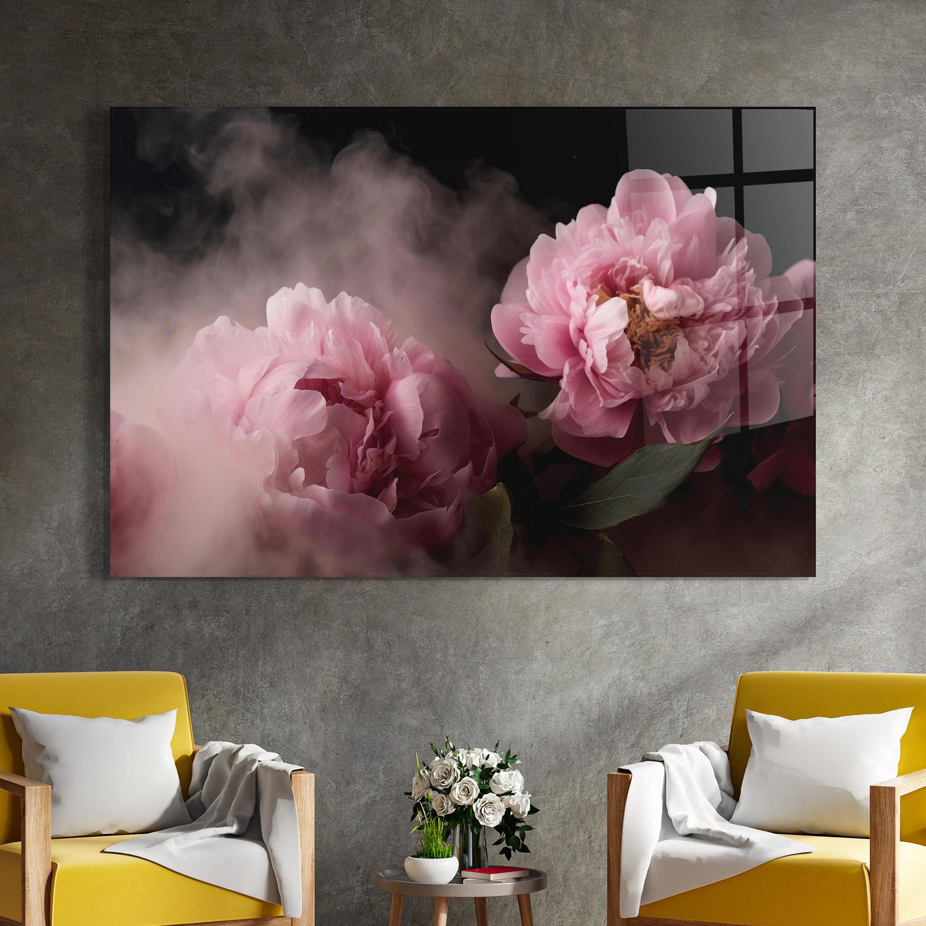 Tablou Sticla Peony In Smoke mockup 4
