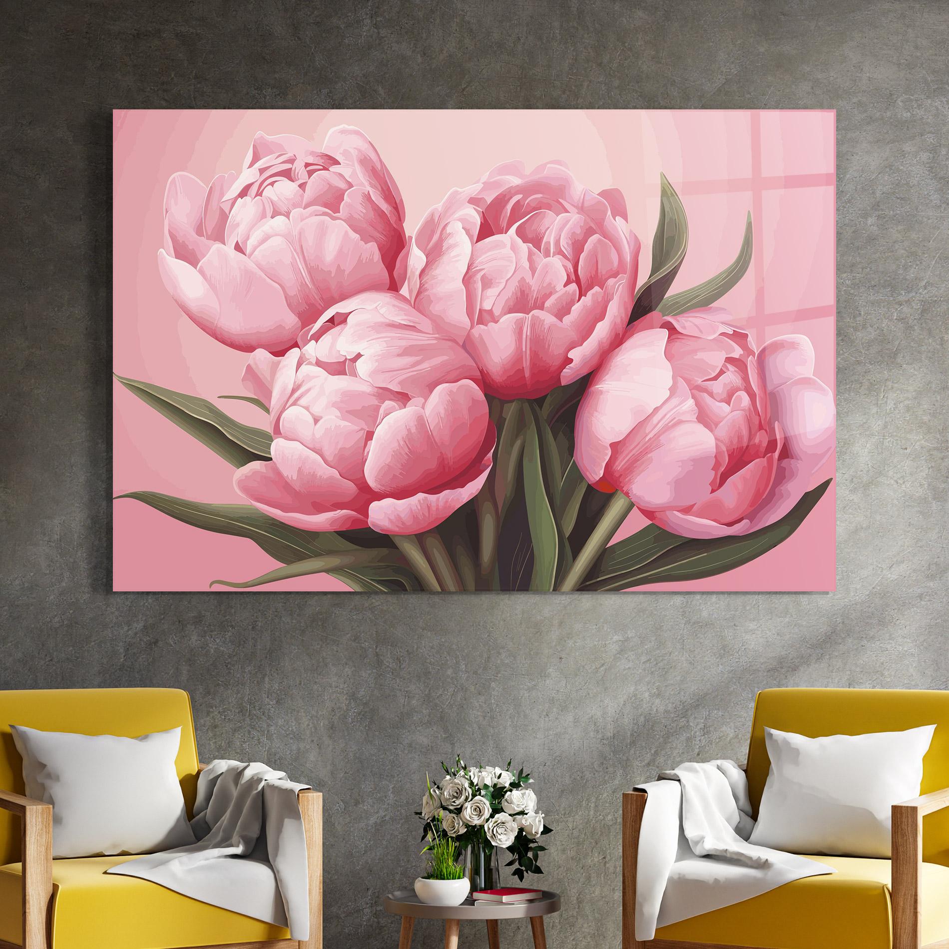 Tablou Sticla Peony On Pink mockup 4
