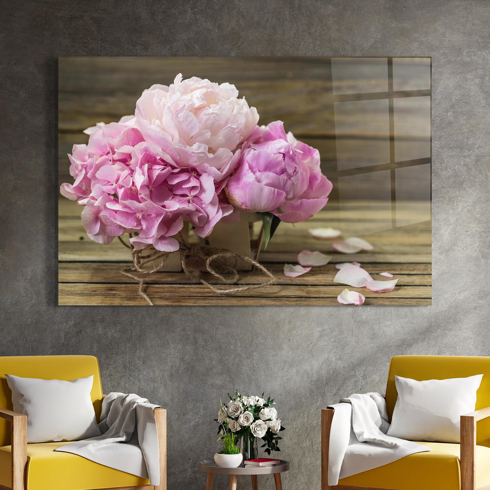 Tablou Sticla Peony On Table mockup 4