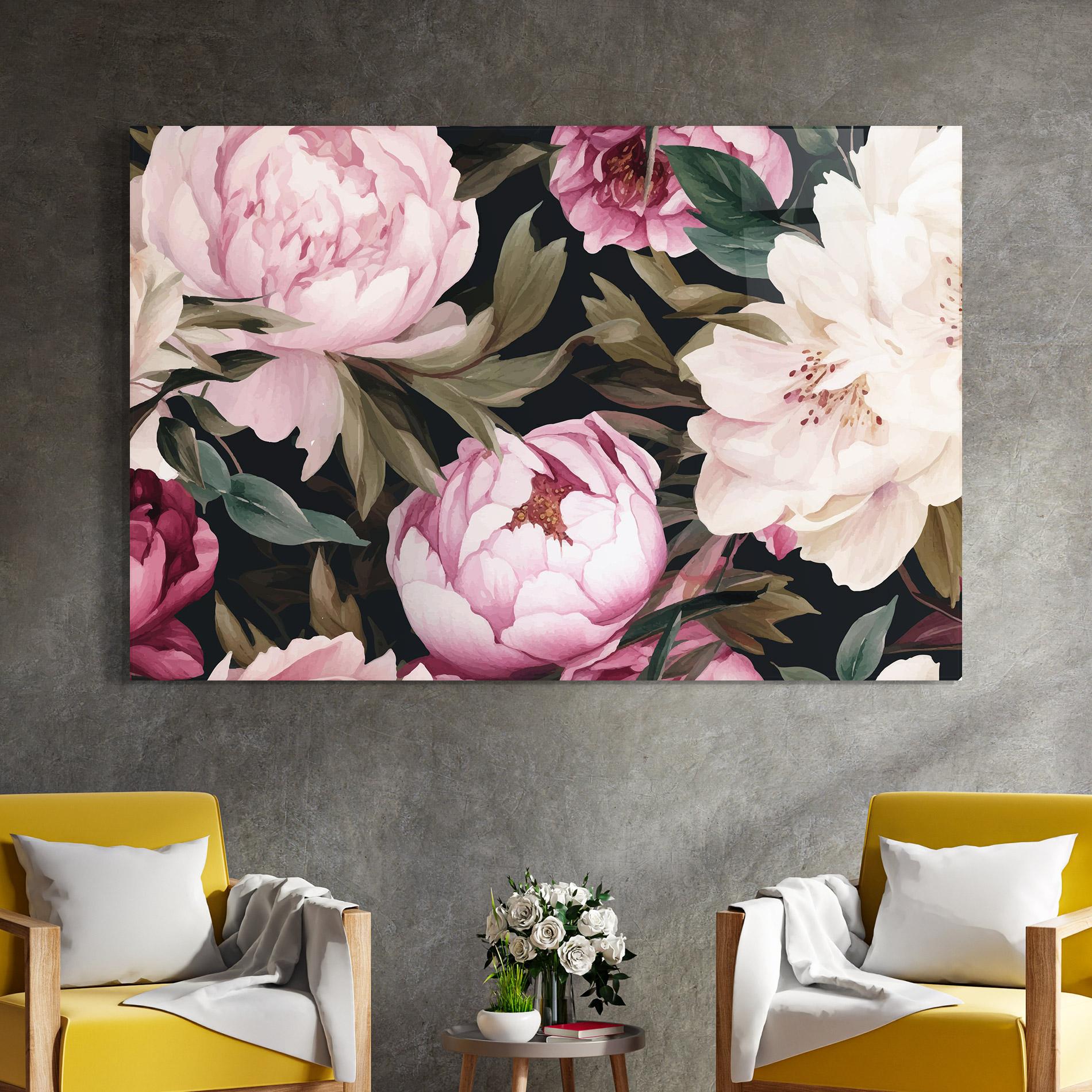 Tablou Sticla Peony Paint mockup 4