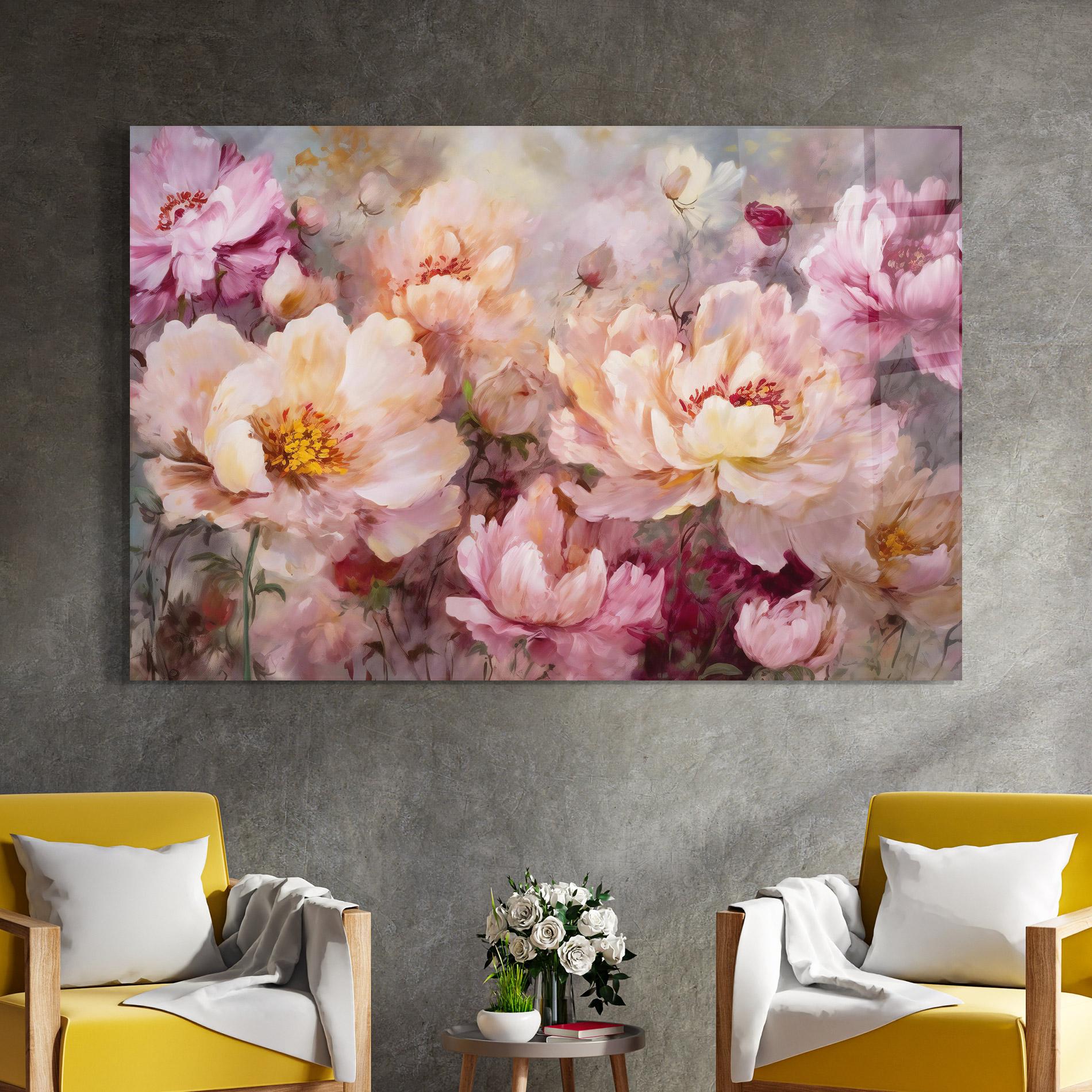 Tablou Sticla Peony Painting Art mockup 4