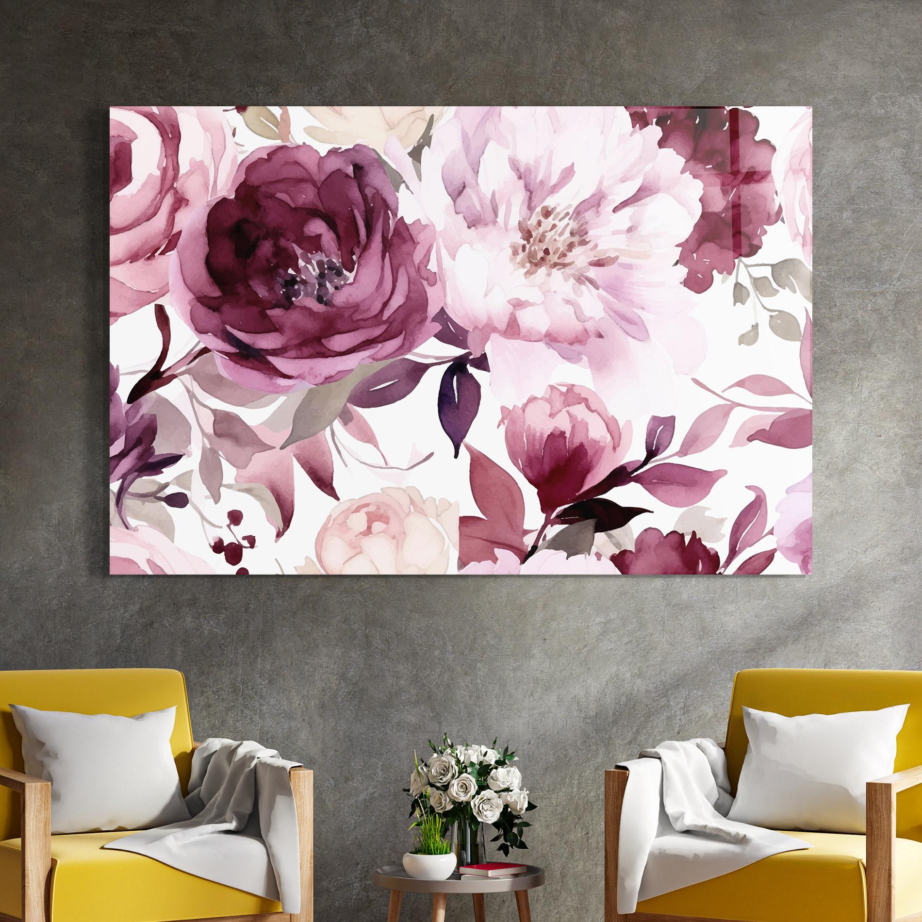 Tablou Sticla Peony Pink Purple mockup 4