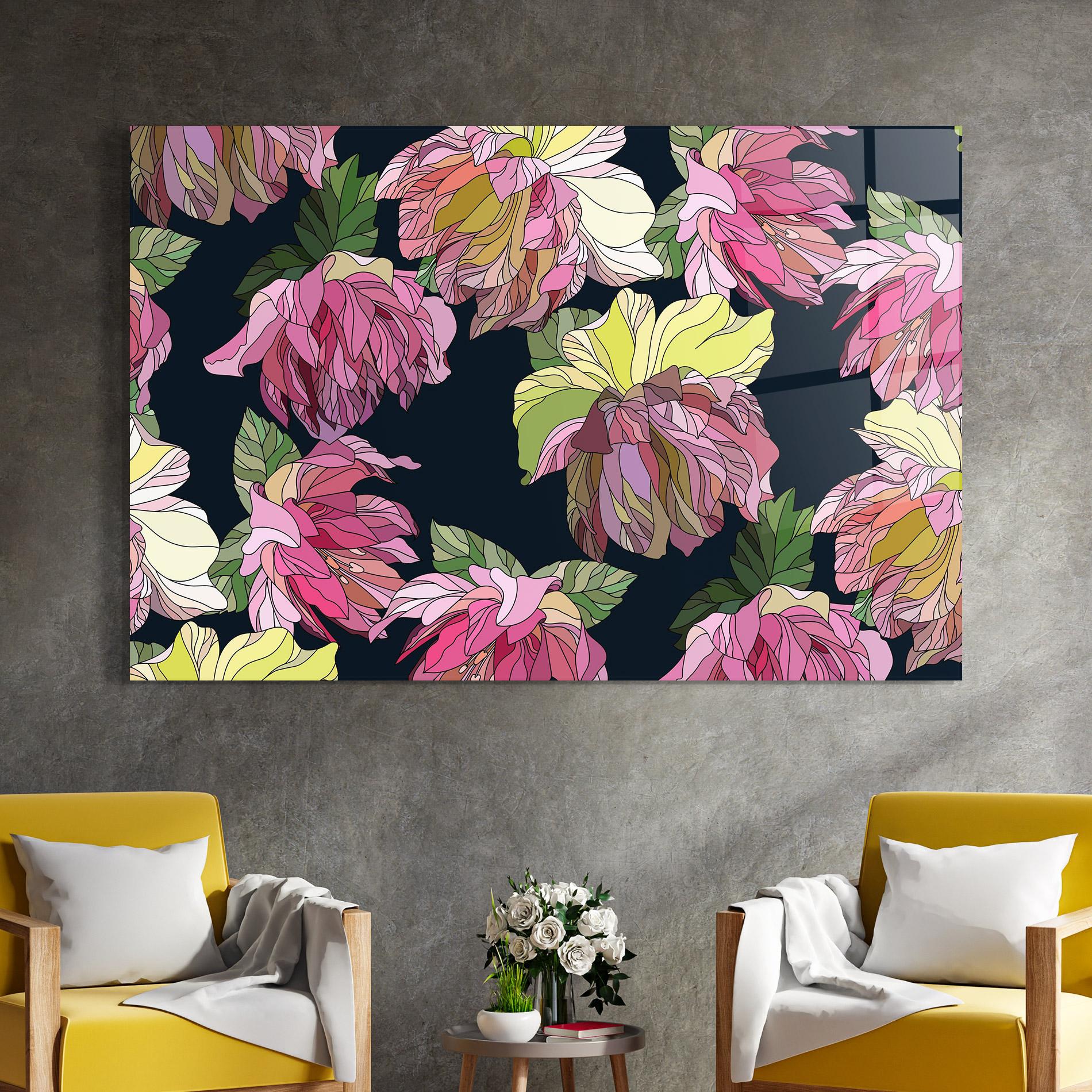 Tablou Sticla Pretty Peony Art mockup 4