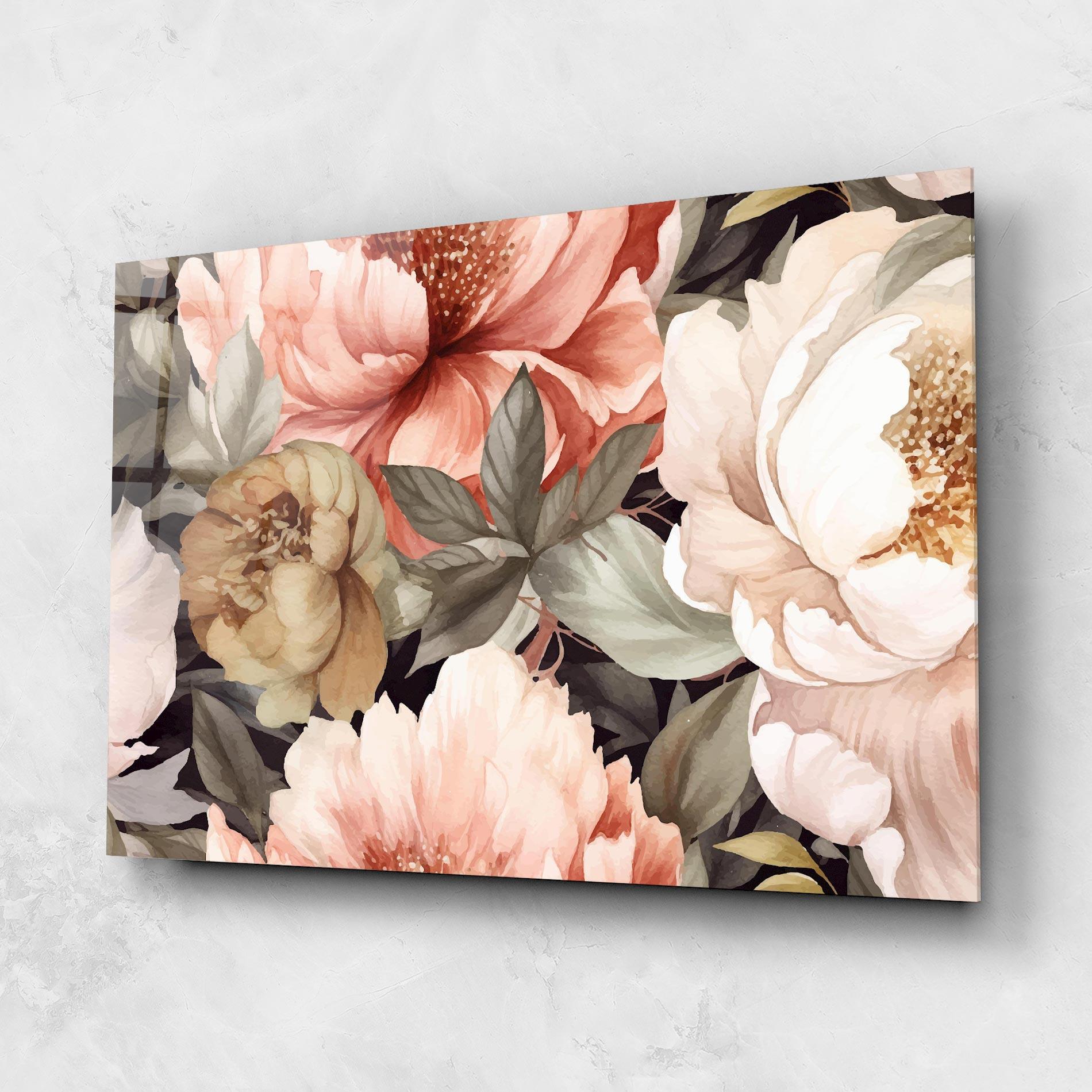 Tablou Sticla Cream Pink Peony mockup 1