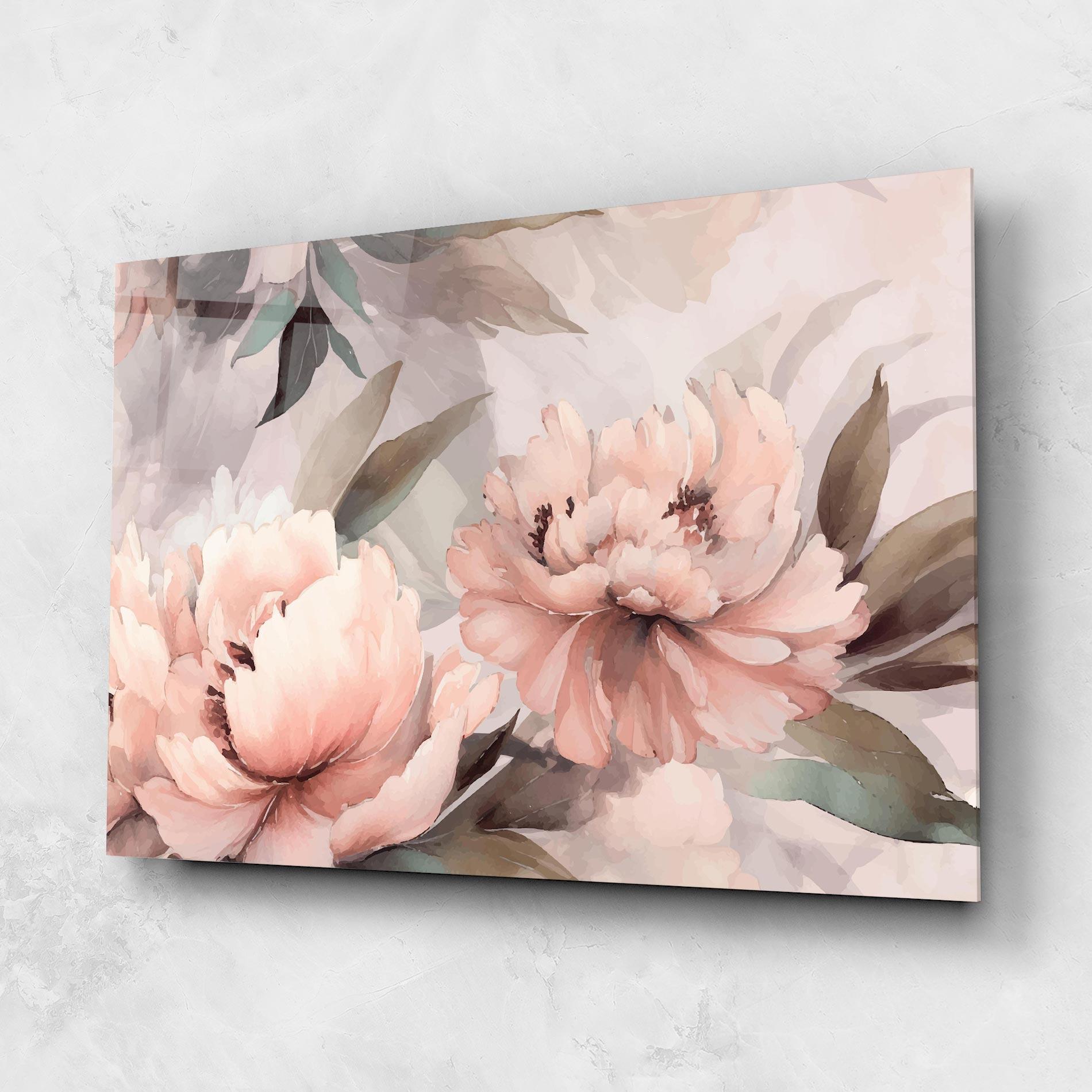 Tablou Sticla Dreamy Peony Art mockup 1