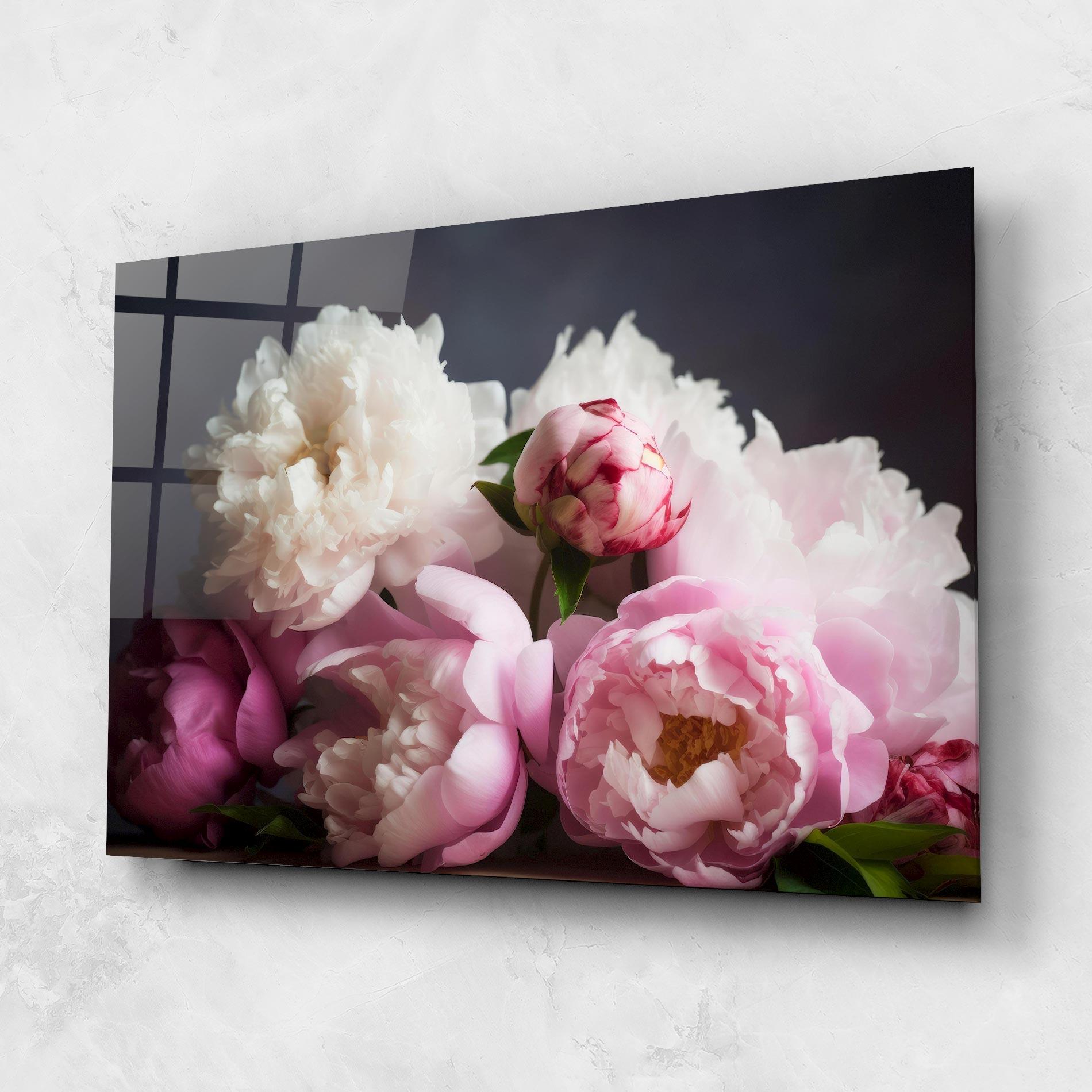 Tablou Sticla Peonies With Grey mockup 1