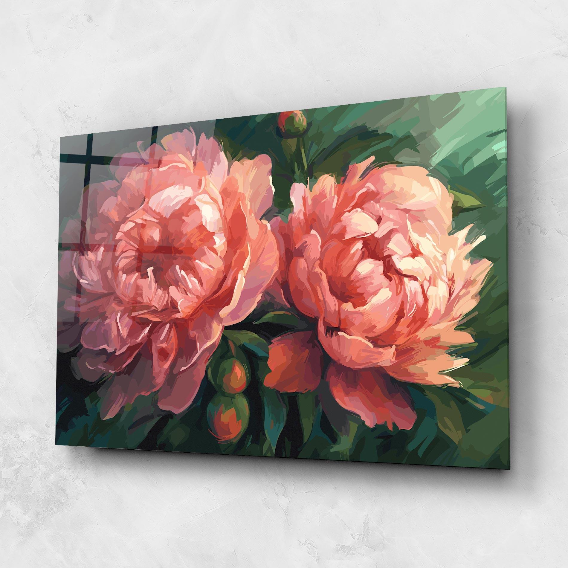 Tablou Sticla Peony Buds Painting mockup 1