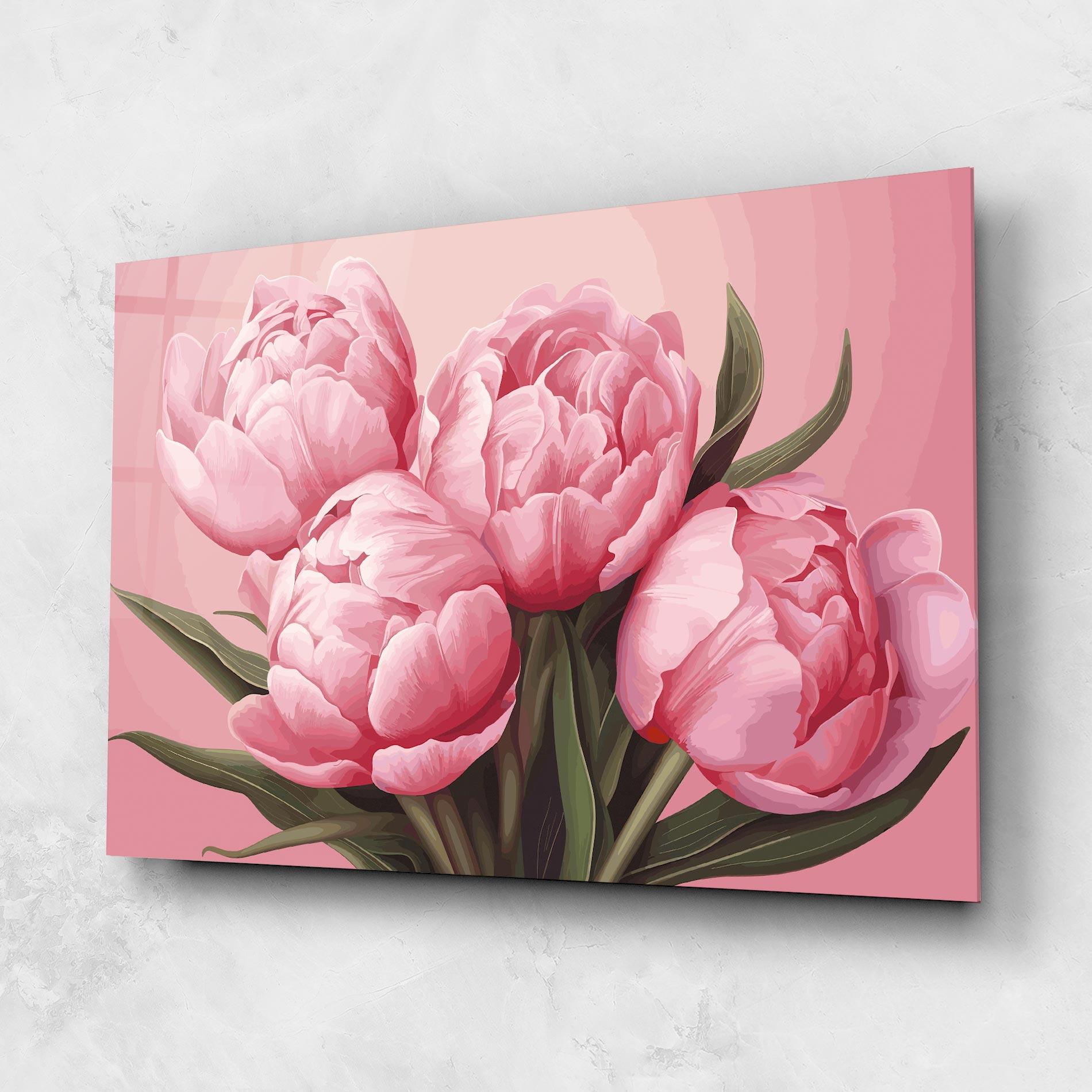 Tablou Sticla Peony On Pink mockup 1