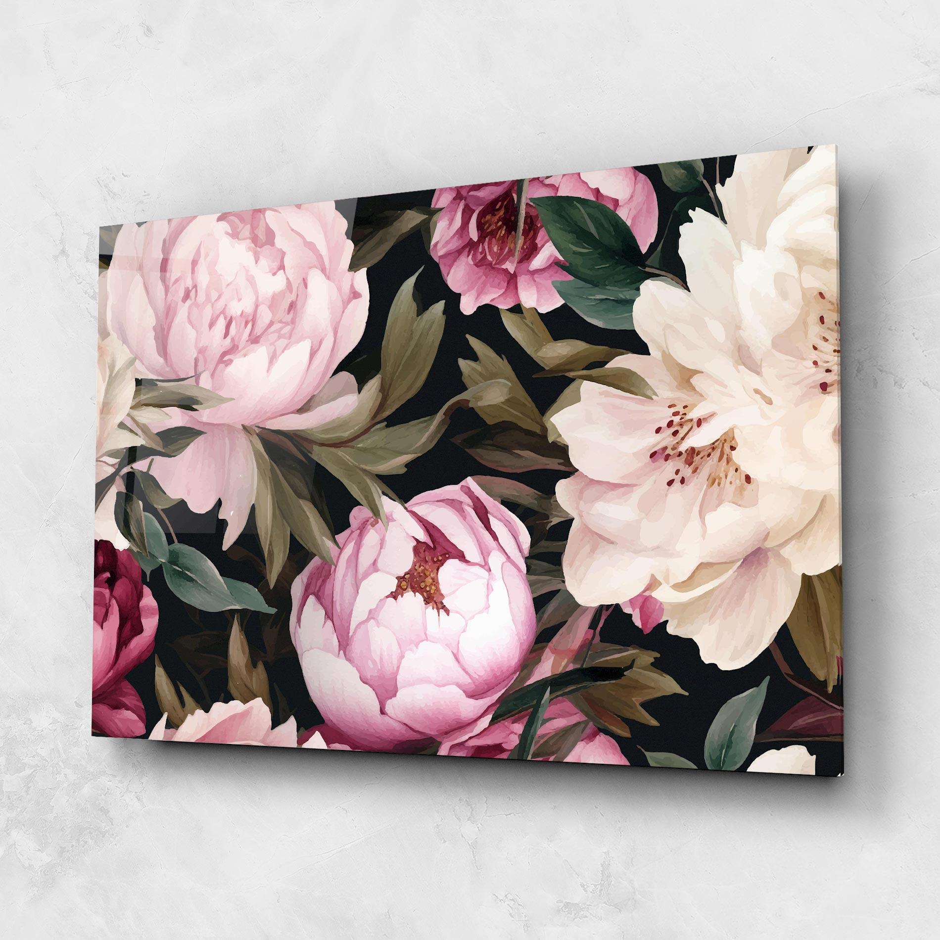 Tablou Sticla Peony Paint mockup 1