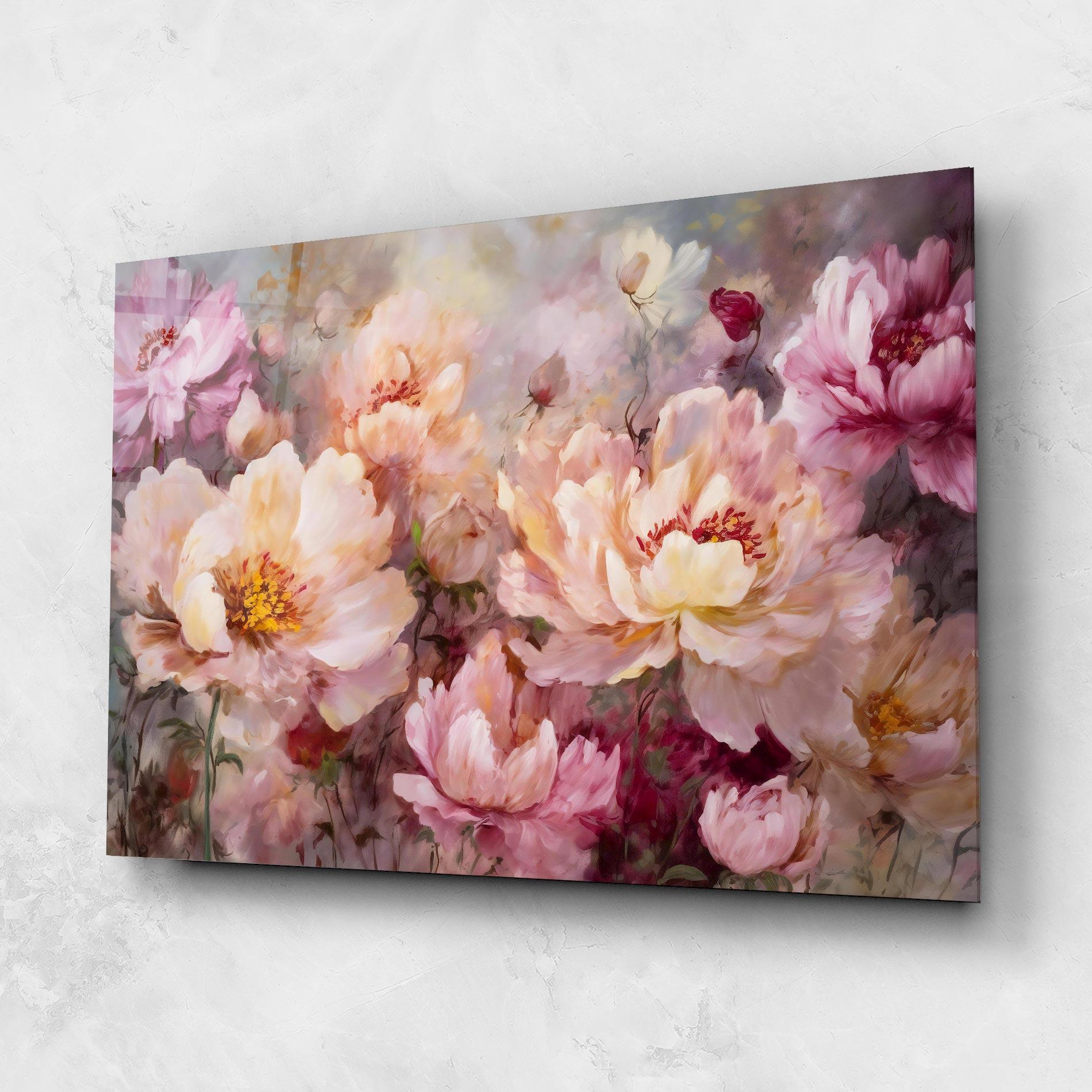 Tablou Sticla Peony Painting Art mockup 1