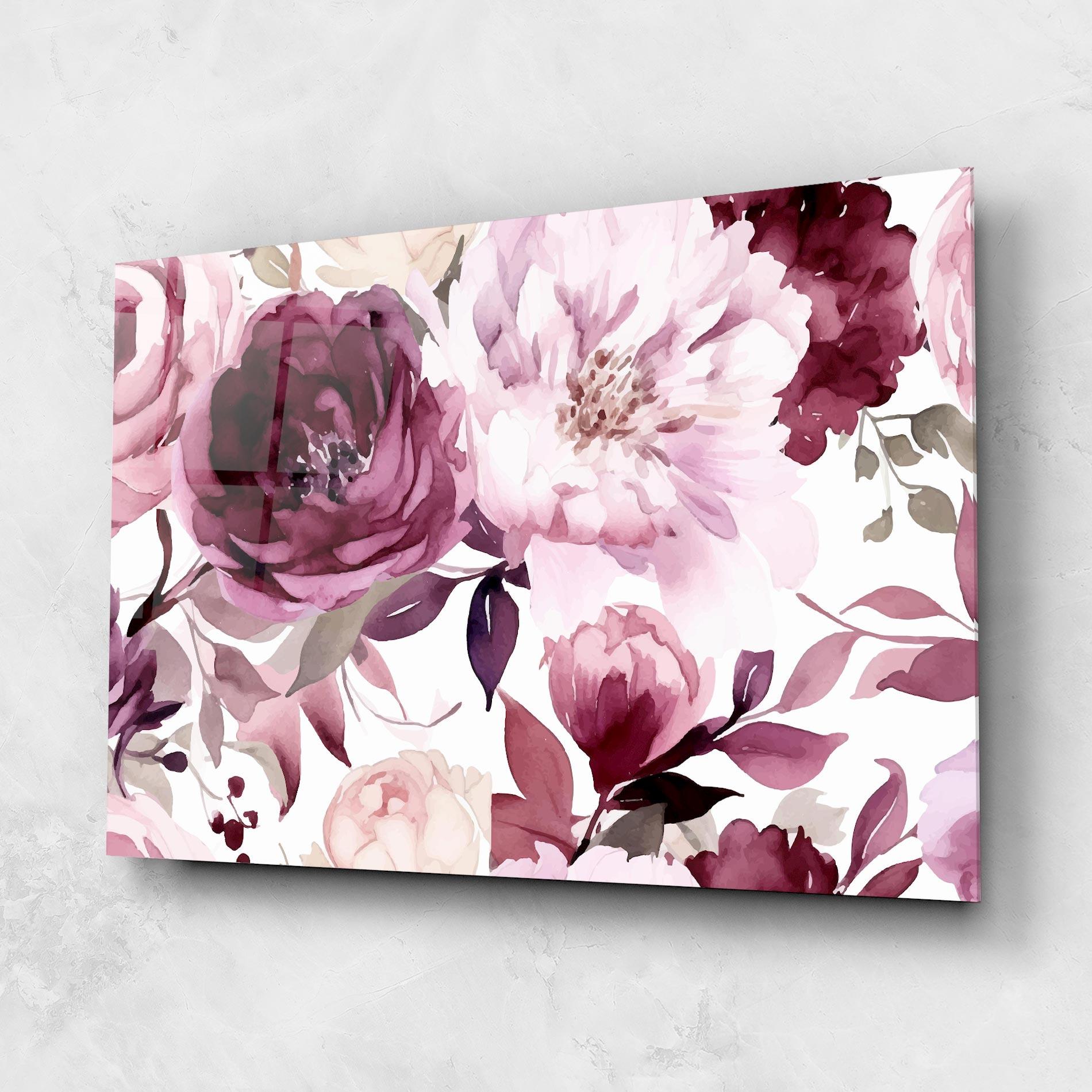 Tablou Sticla Peony Pink Purple mockup 1
