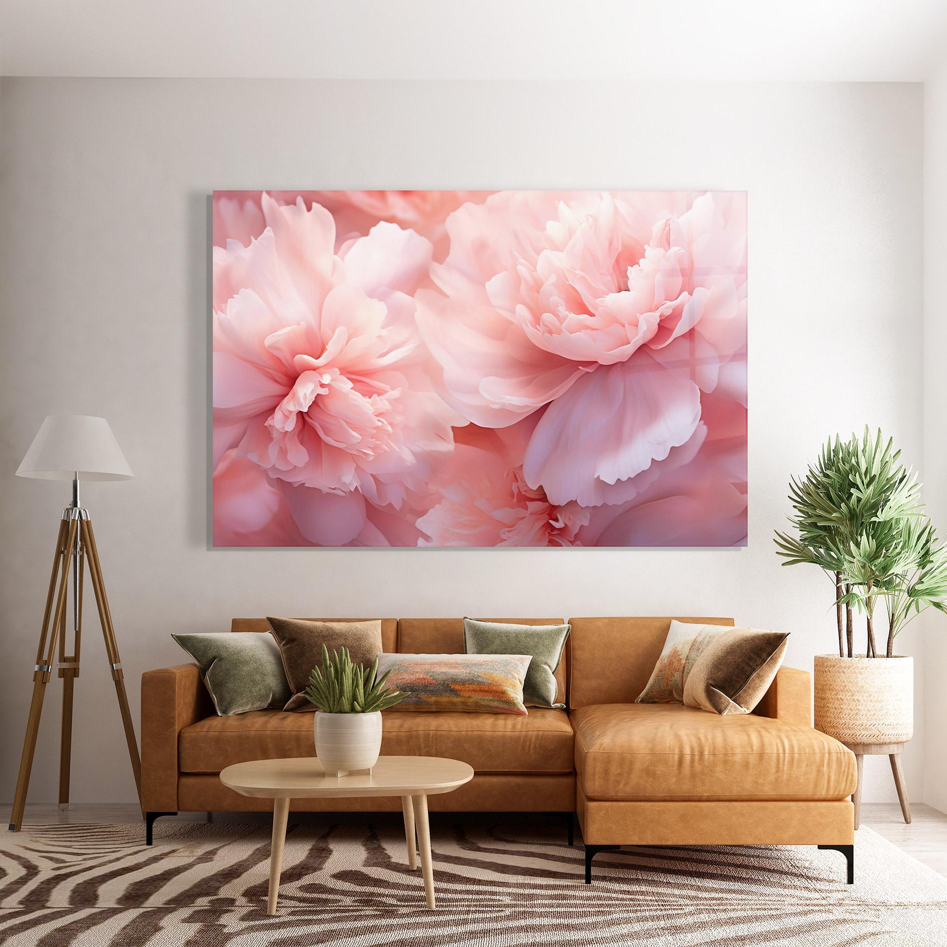 Tablou Sticla Close Up Dreamy Peony mockup 7