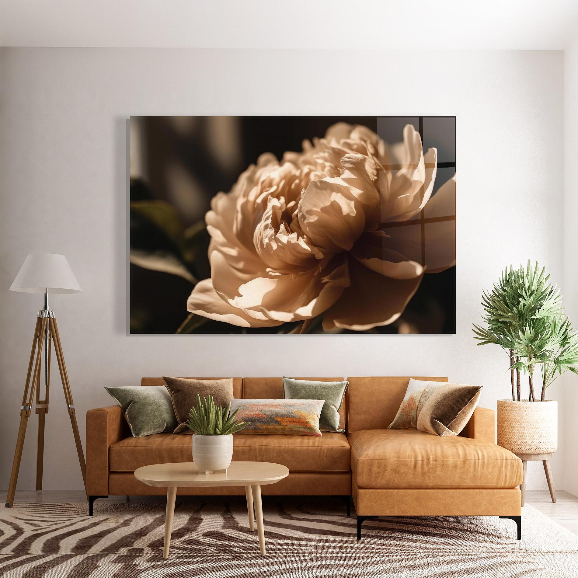 Tablou Sticla Cream Peony mockup 7