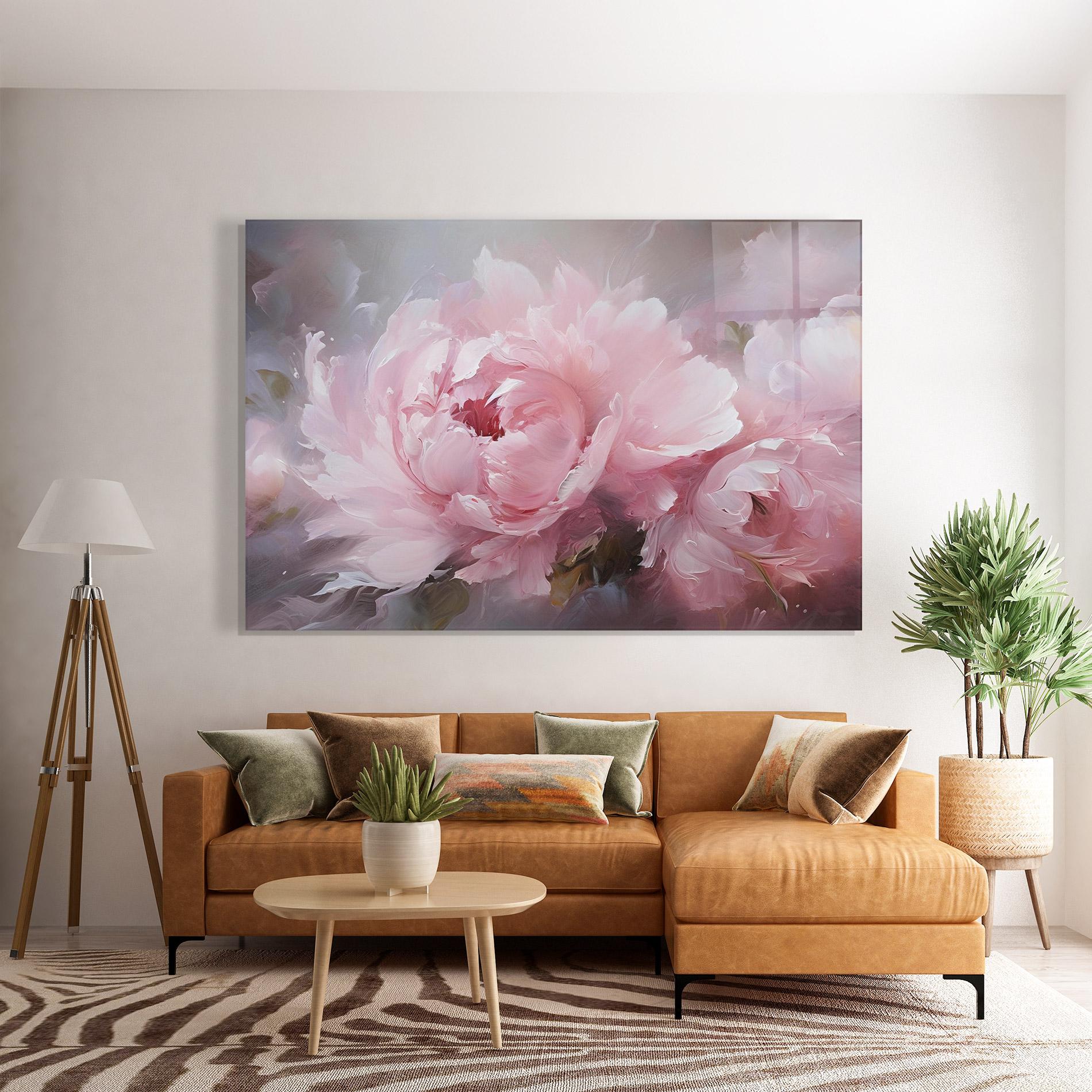 Tablou Sticla Dreamy Painting Peony mockup 7