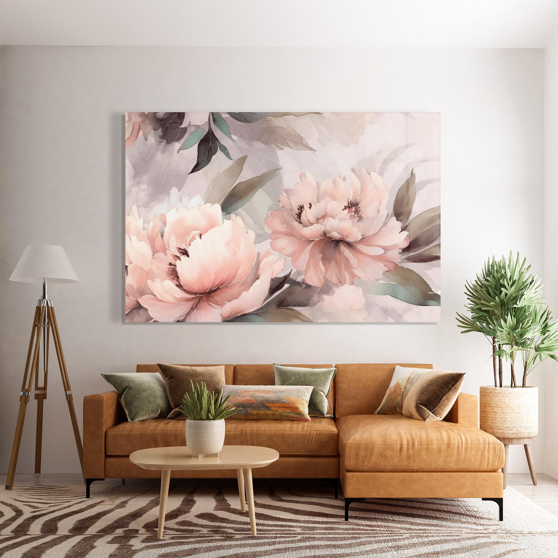 Tablou Sticla Dreamy Peony Art mockup 7