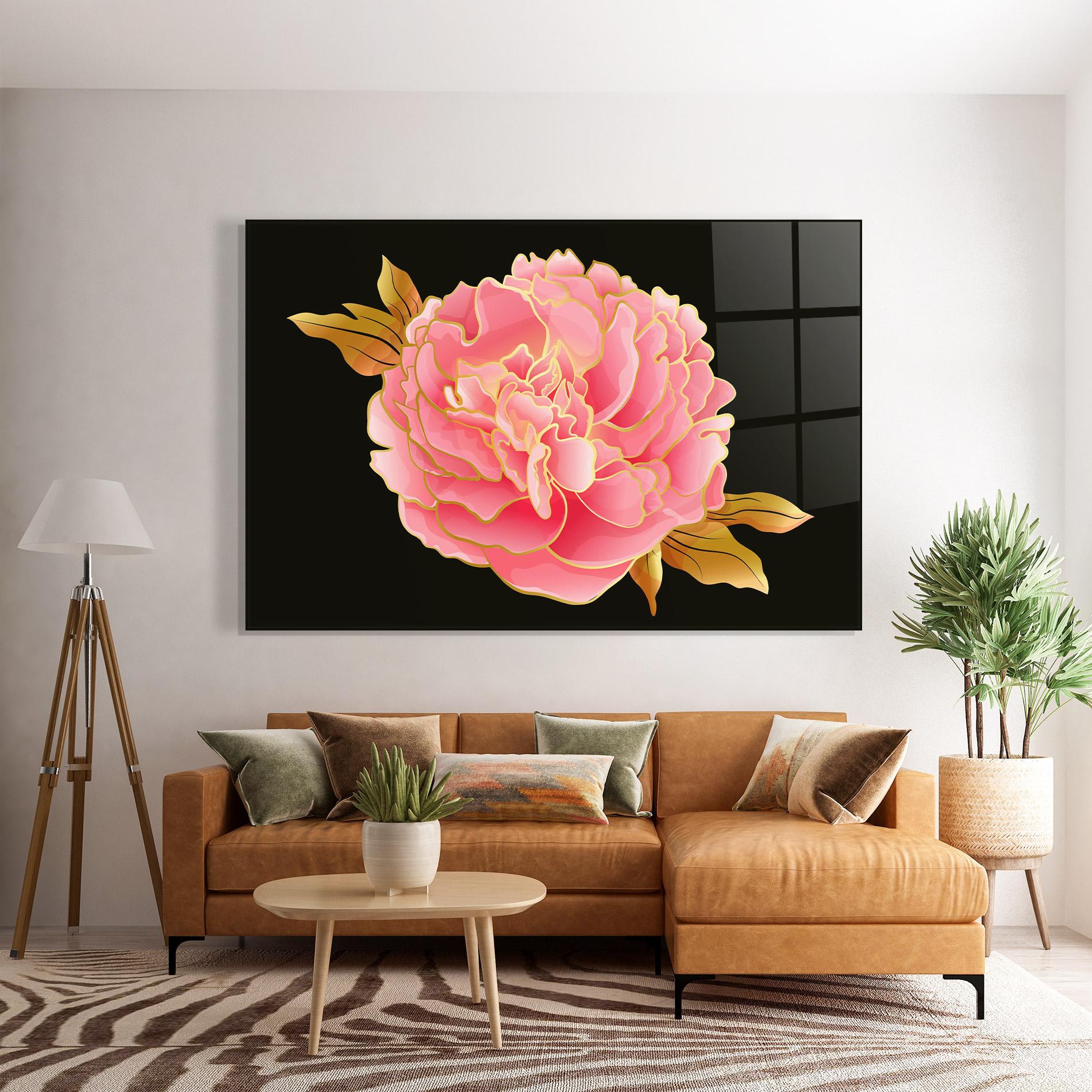 Tablou Sticla Gold Pinkk Peony mockup 7