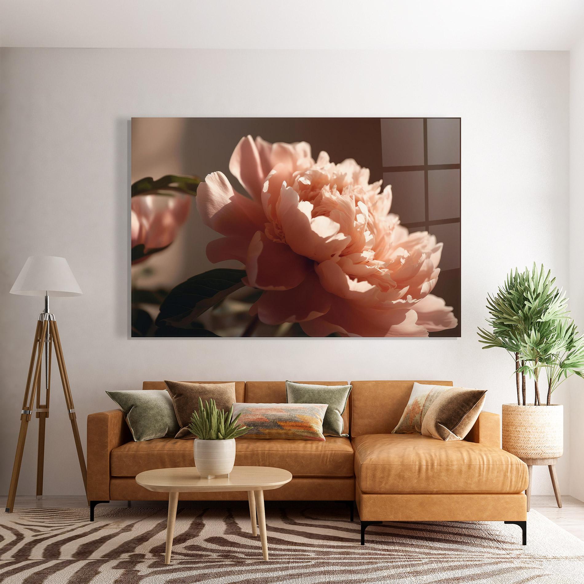 Tablou Sticla Light Orange Peony View mockup 7