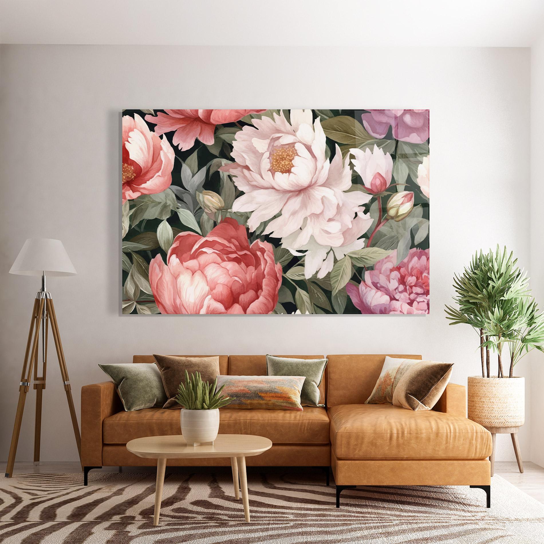 Tablou Sticla Light Peony Art mockup 7