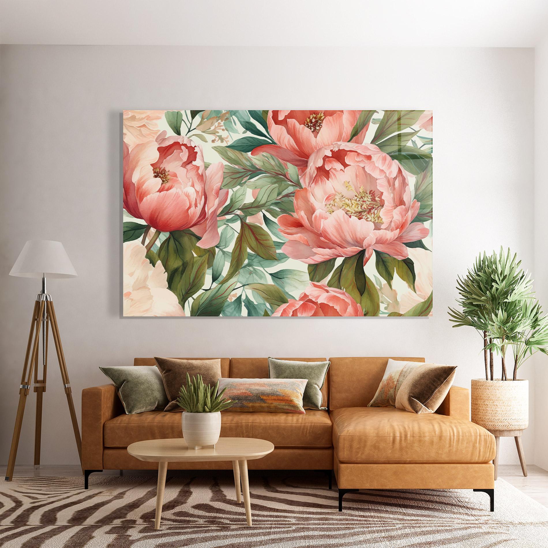 Tablou Sticla Light Red Peony mockup 7