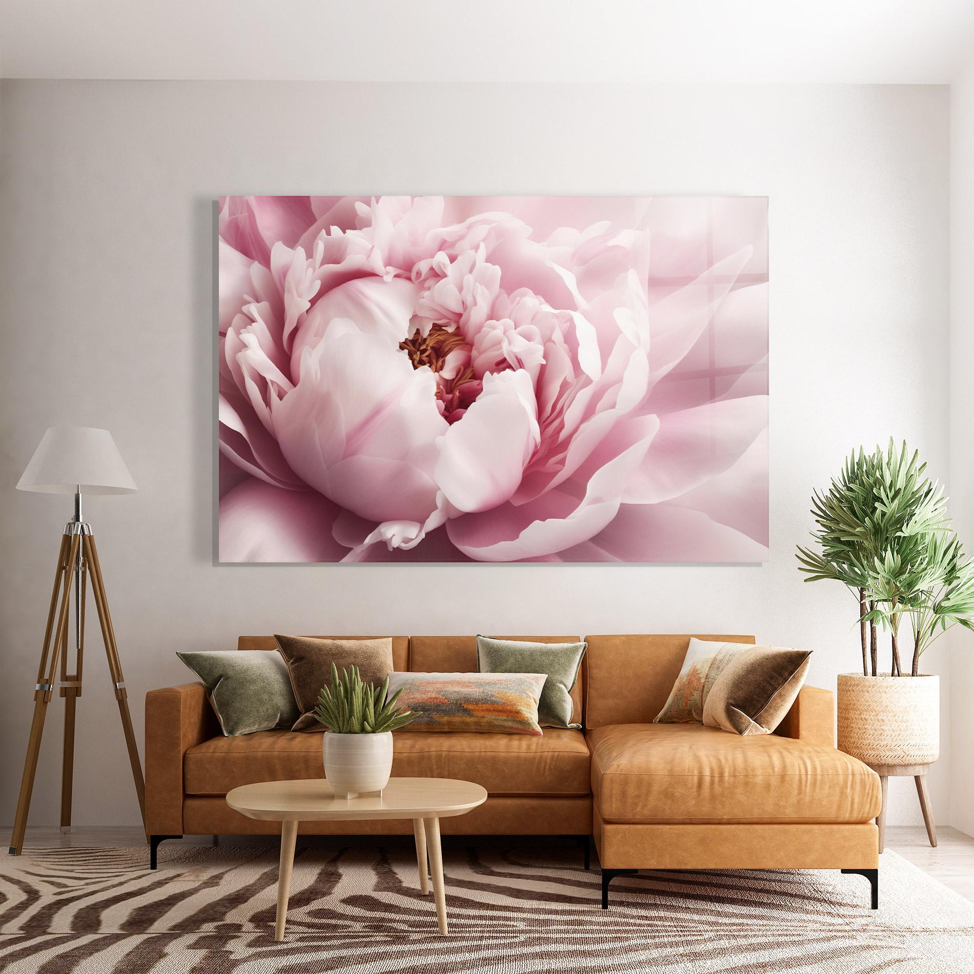 Tablou Sticla Pastel Peony Petals mockup 7