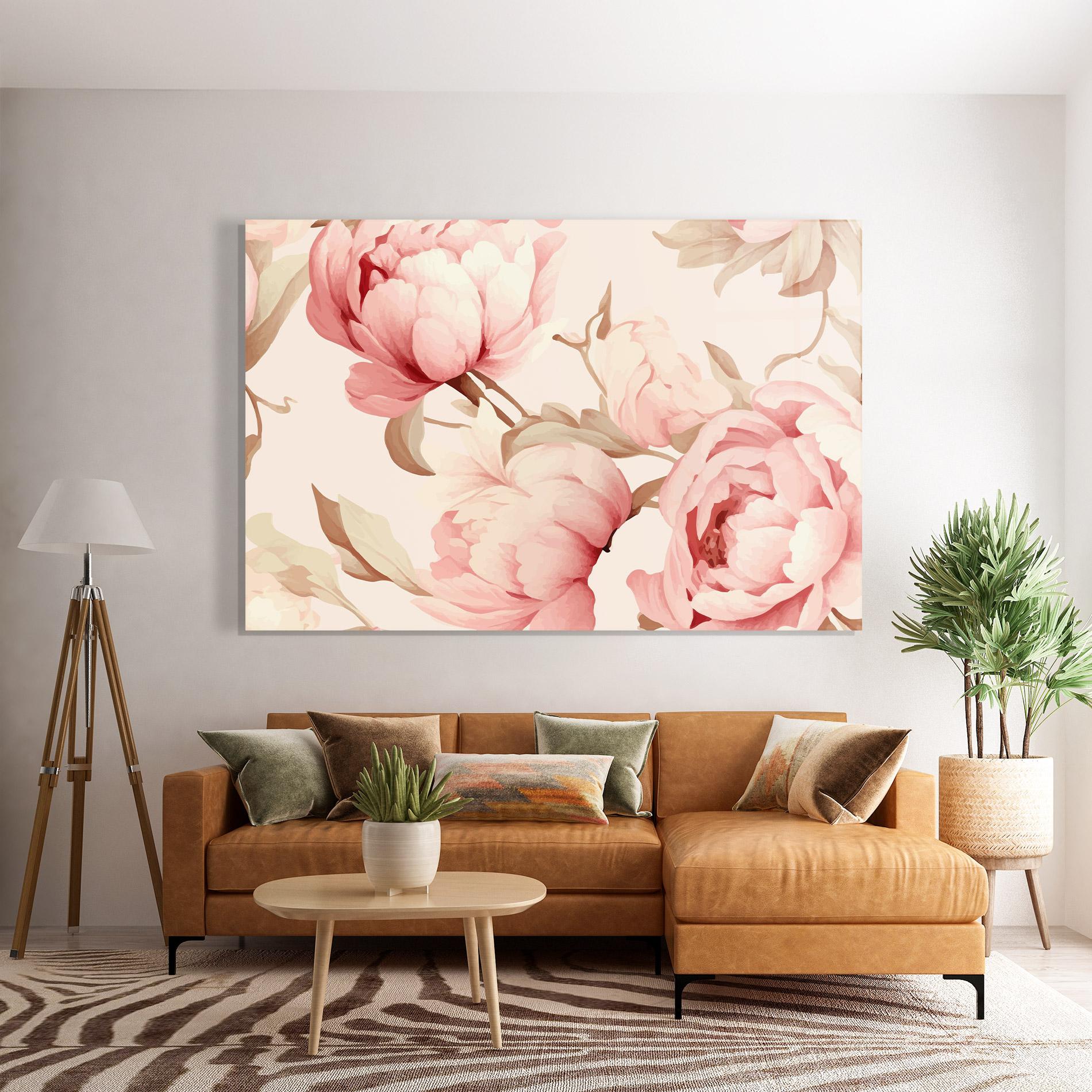 Tablou Sticla Pastel Peony mockup 7