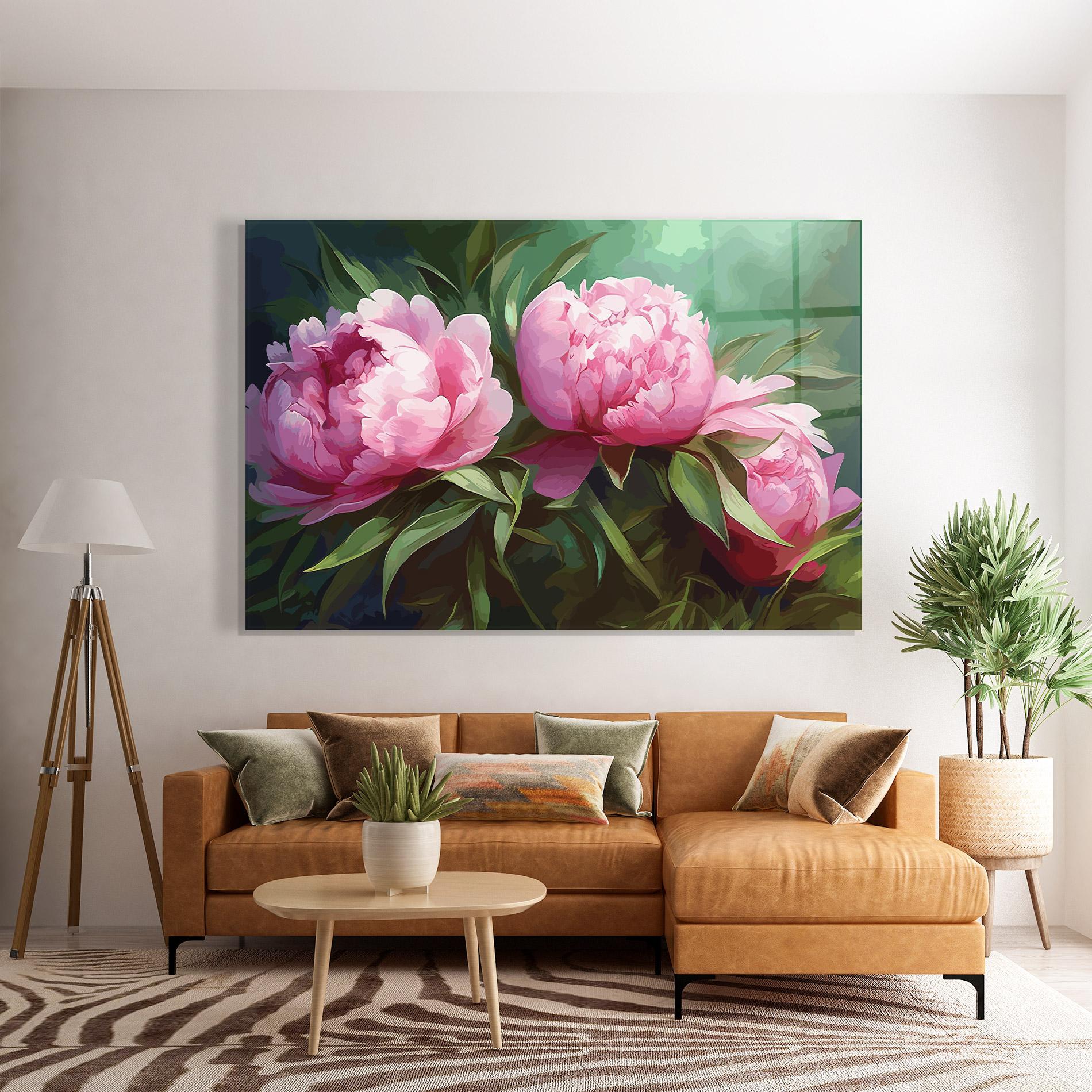 Tablou Sticla Peonies Art mockup 7