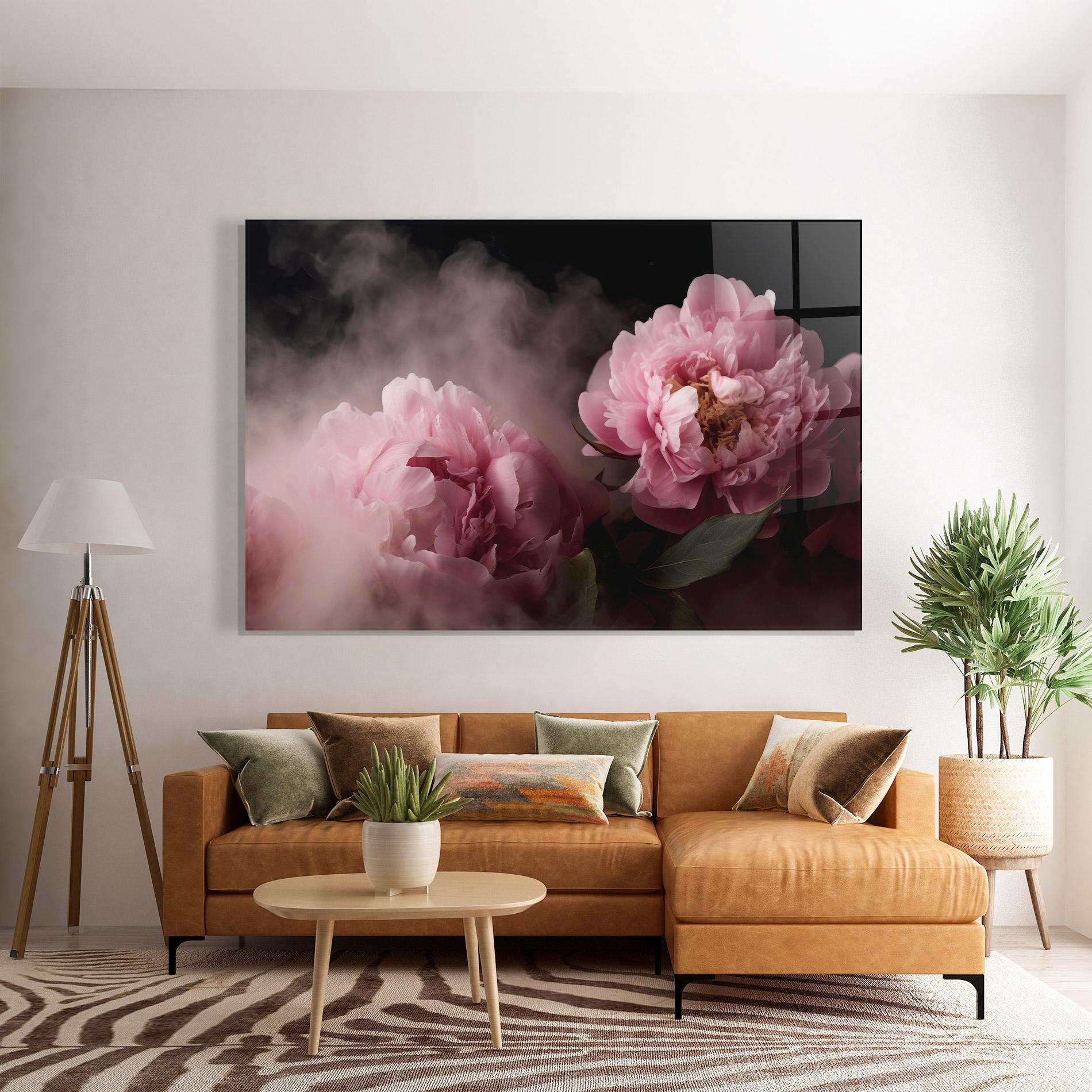 Tablou Sticla Peony In Smoke mockup 7
