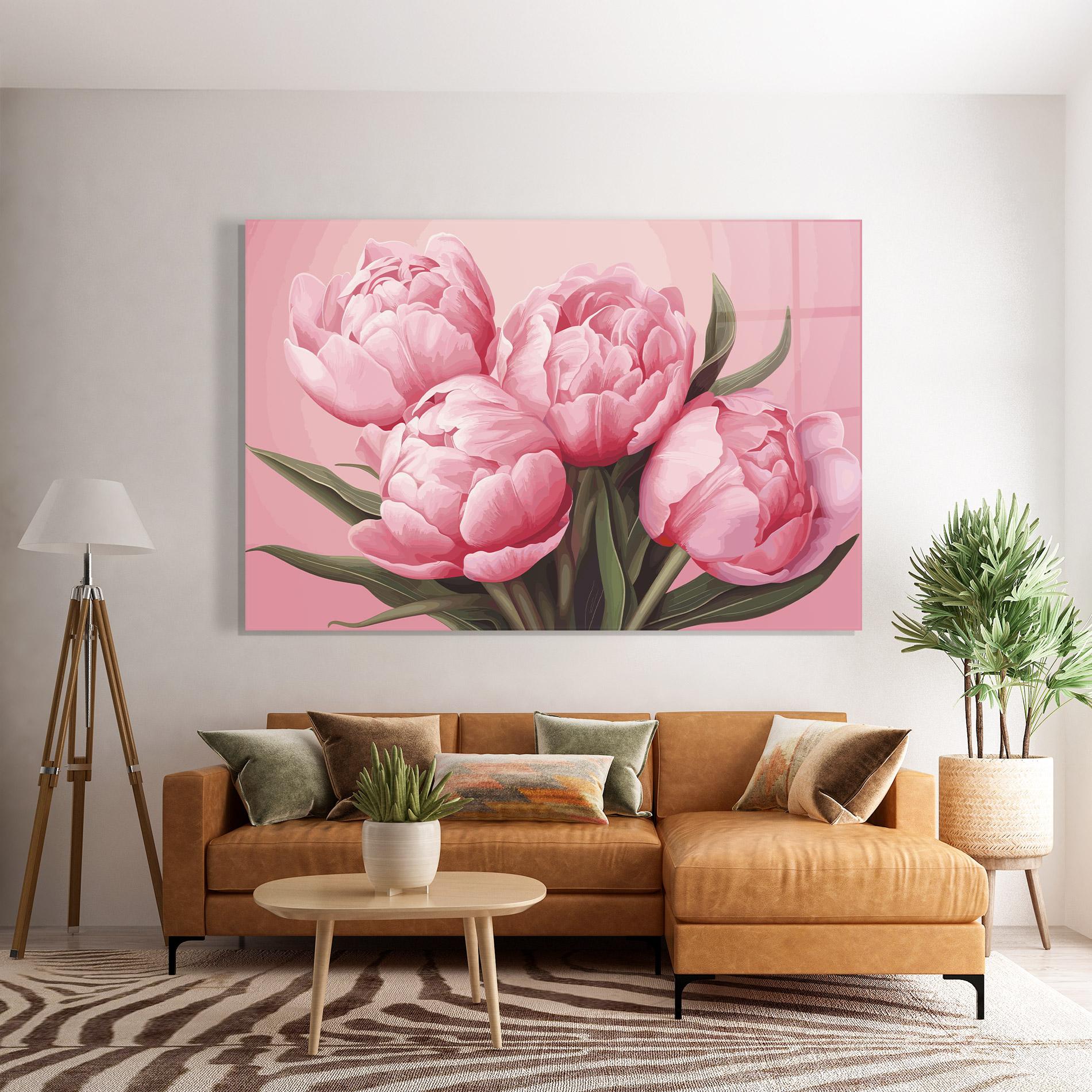 Tablou Sticla Peony On Pink mockup 7