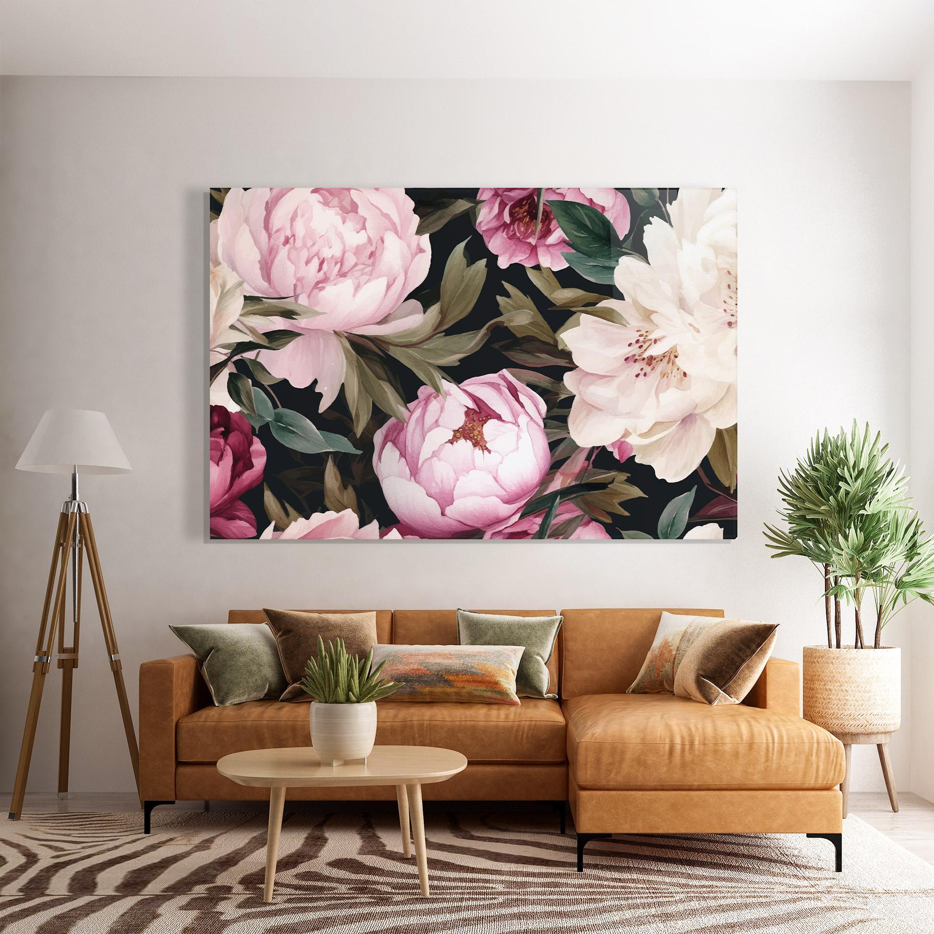 Tablou Sticla Peony Paint mockup 7