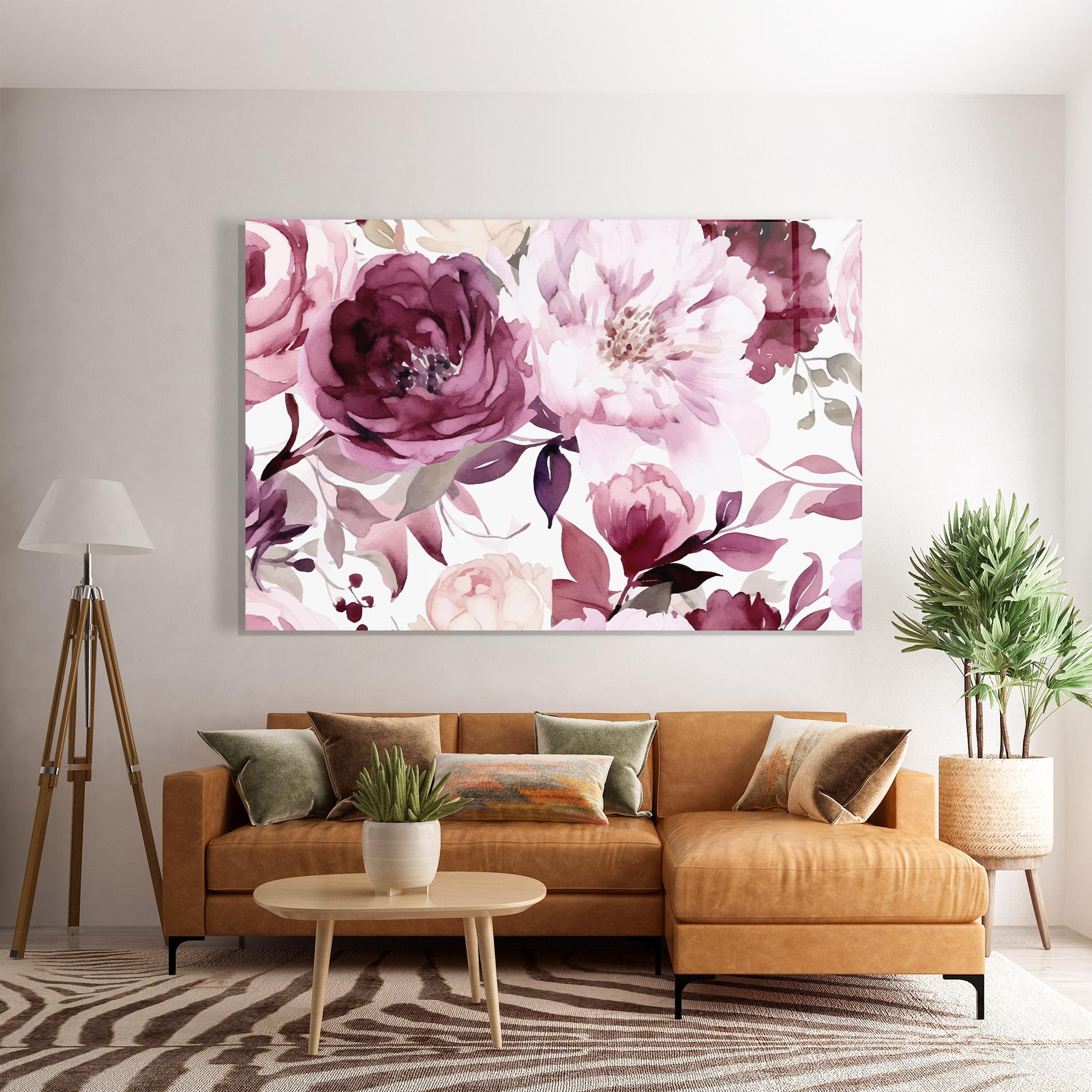 Tablou Sticla Peony Pink Purple mockup 7