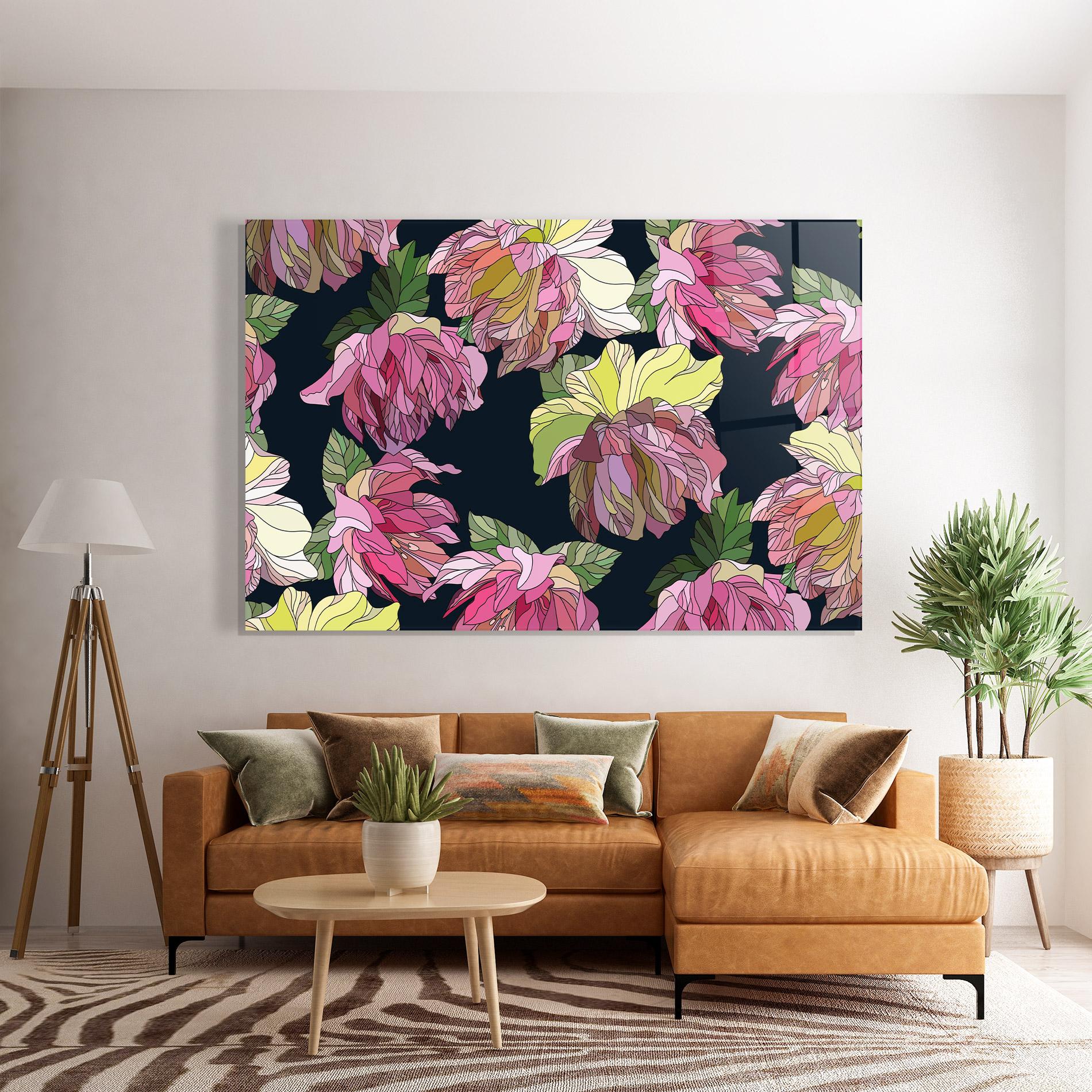 Tablou Sticla Pretty Peony Art mockup 7