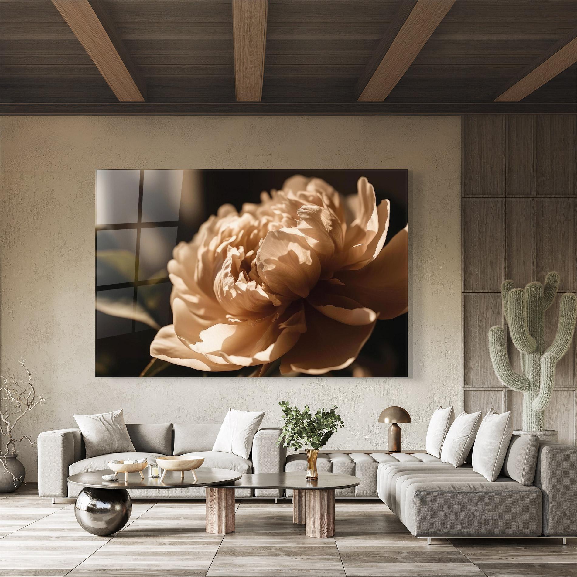 Tablou Sticla Cream Peony mockup 8