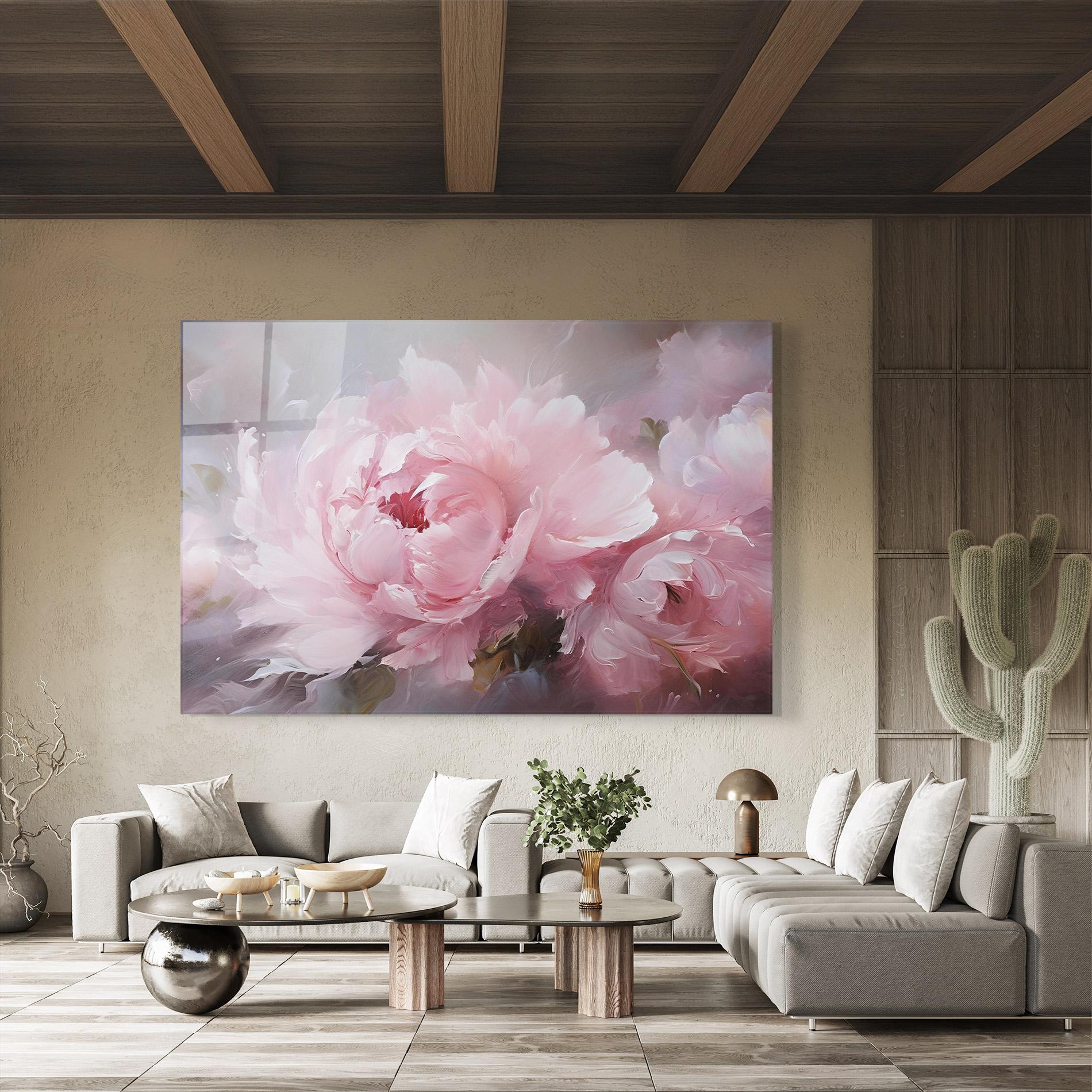 Tablou Sticla Dreamy Painting Peony mockup 8