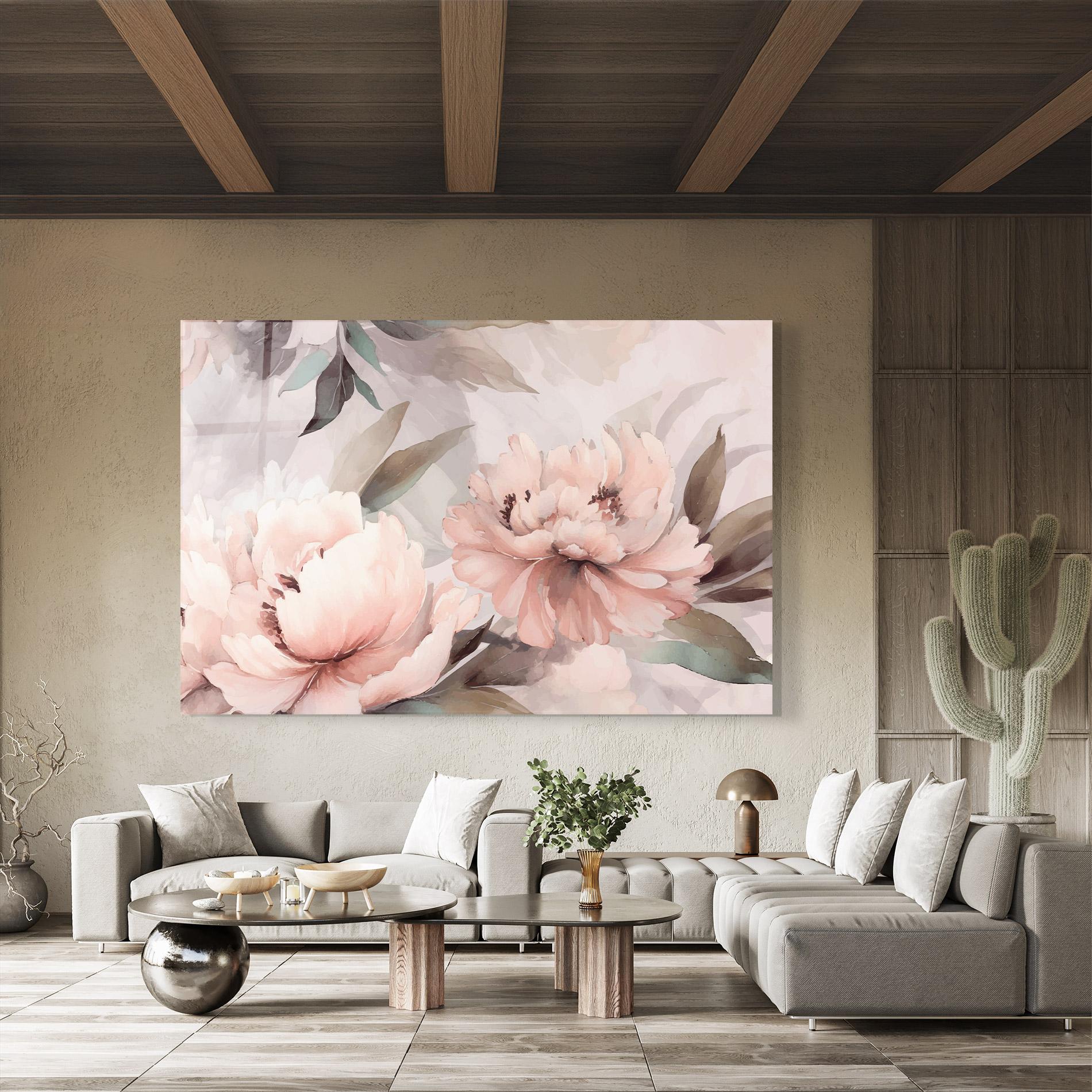 Tablou Sticla Dreamy Peony Art mockup 8