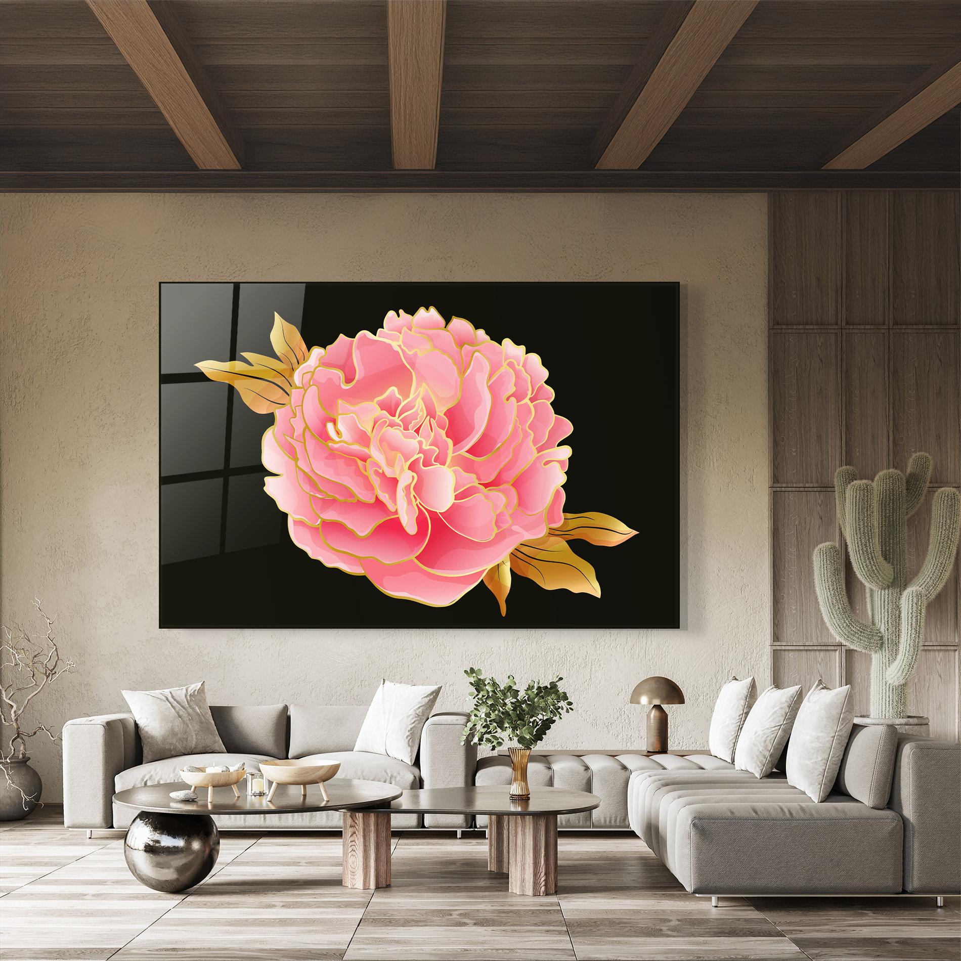 Tablou Sticla Gold Pinkk Peony mockup 8