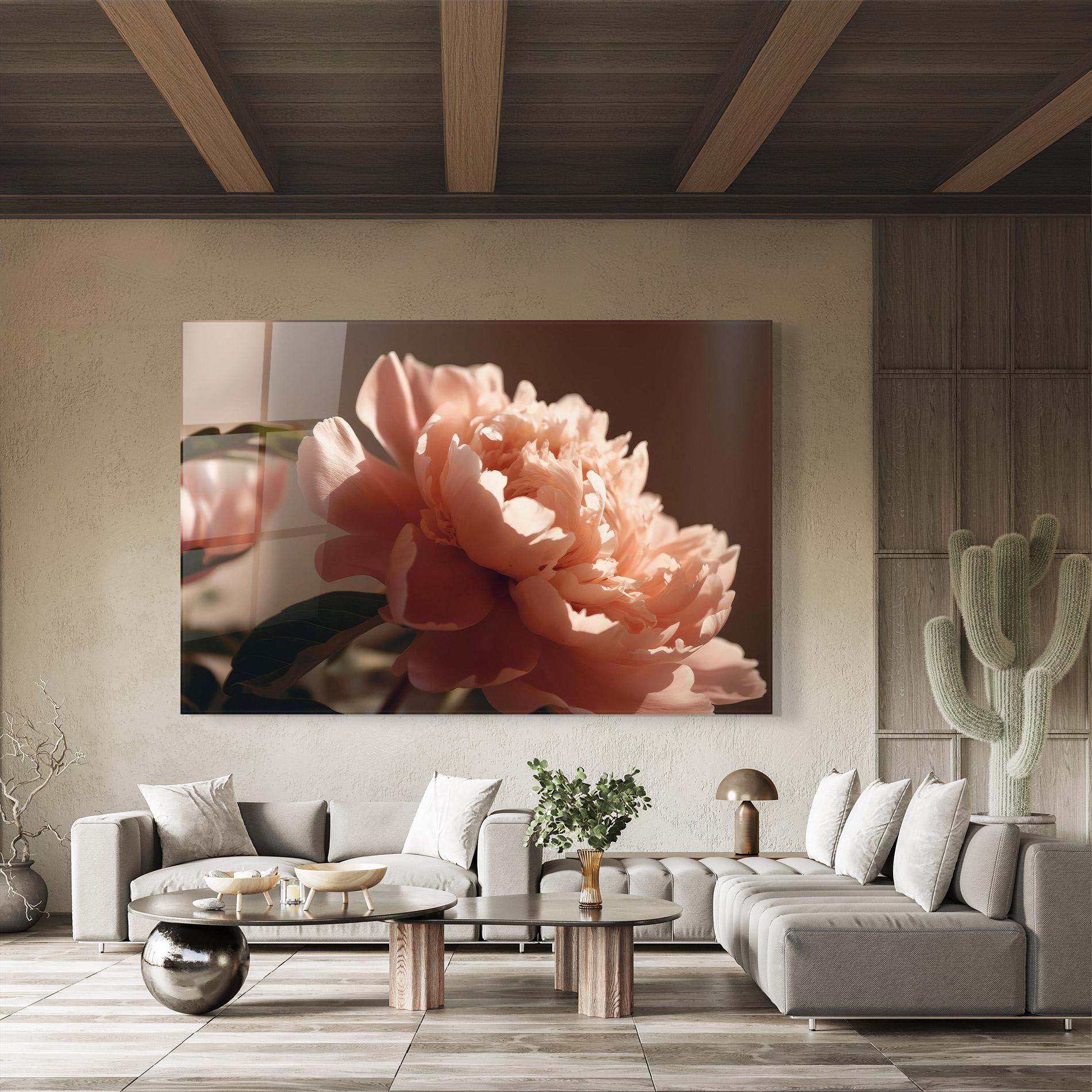 Tablou Sticla Light Orange Peony View mockup 8