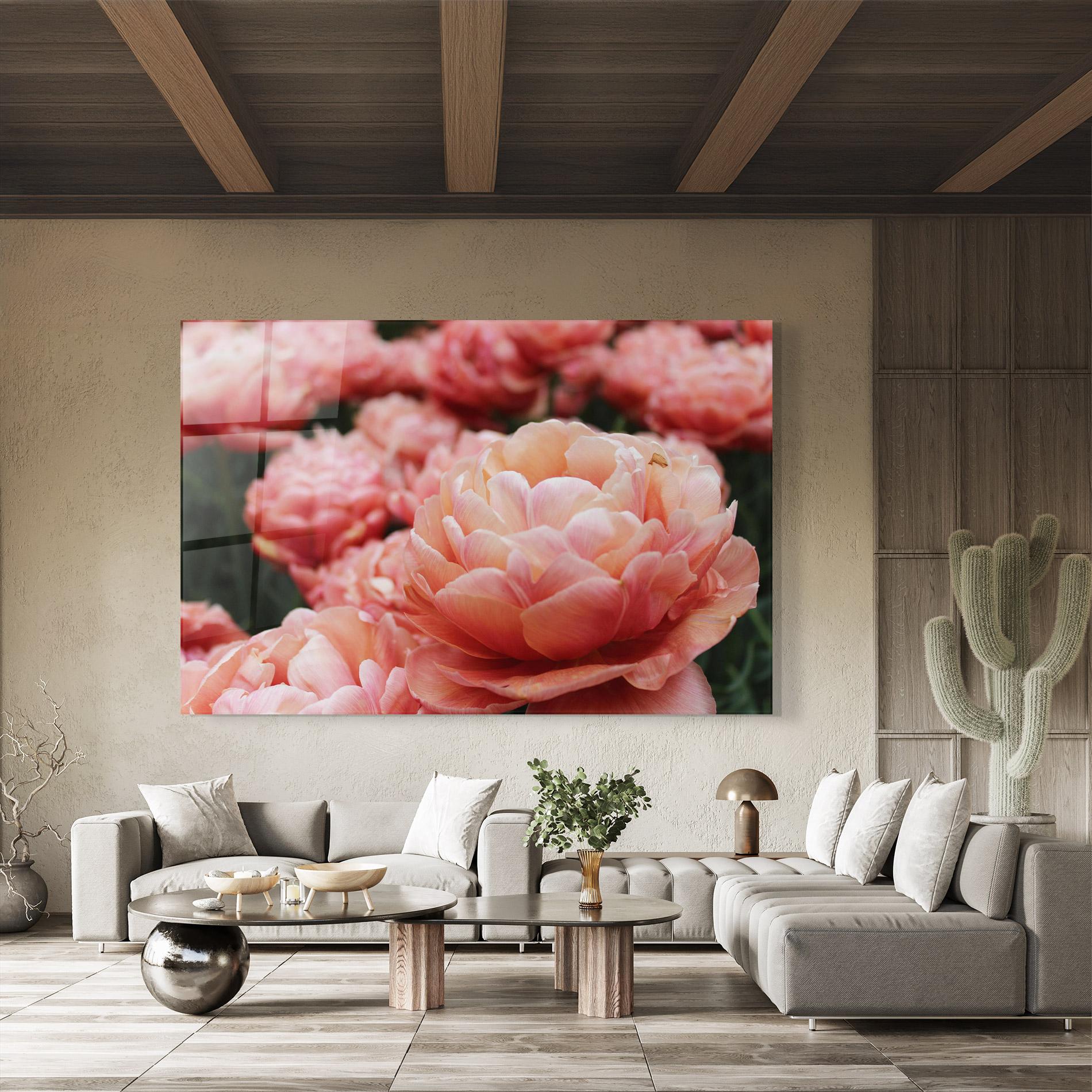 Tablou Sticla Light Orange Peony mockup 8