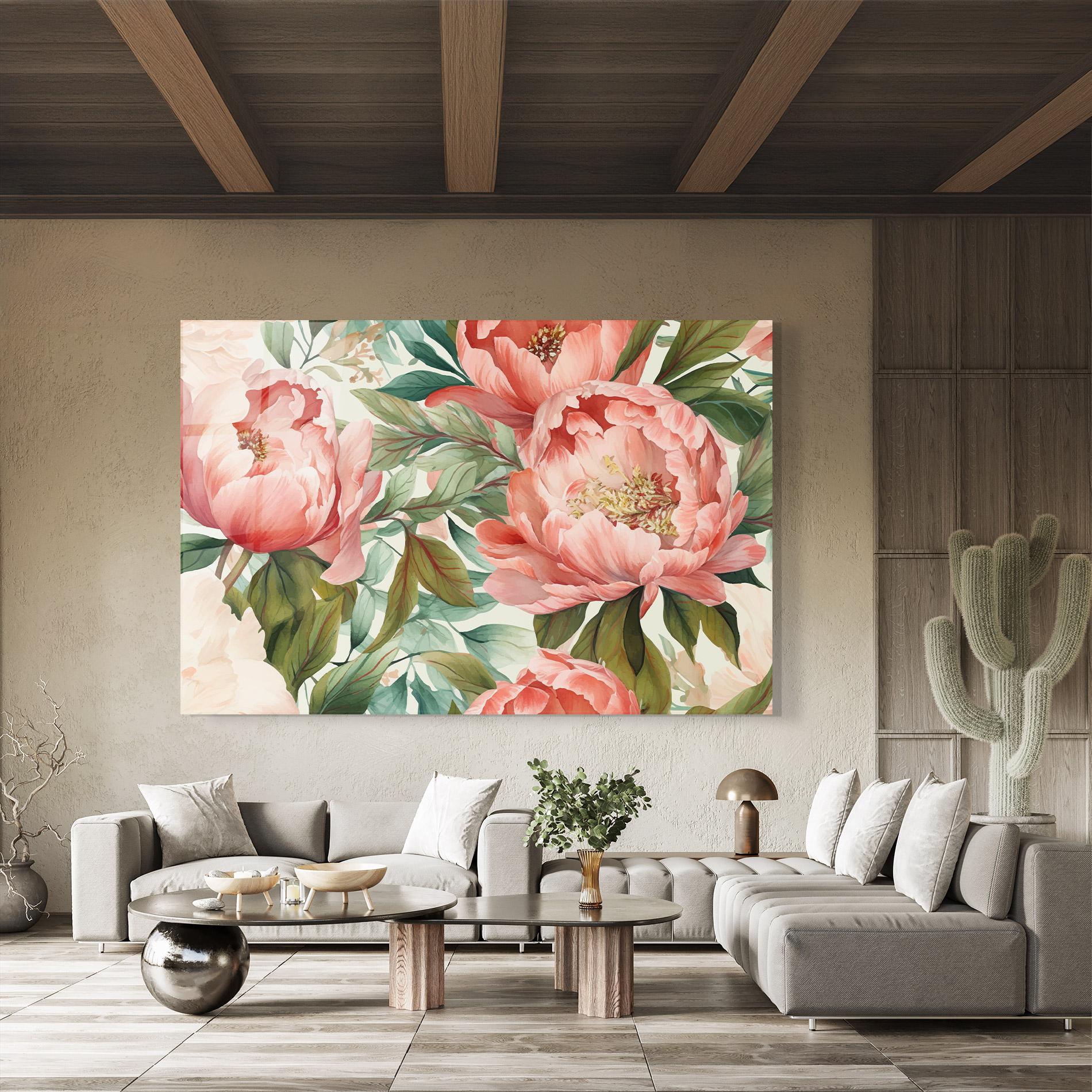 Tablou Sticla Light Red Peony mockup 8