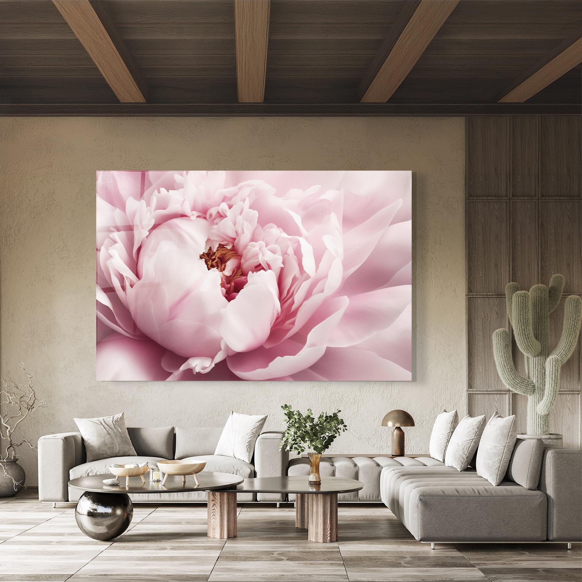 Tablou Sticla Pastel Peony Petals mockup 8