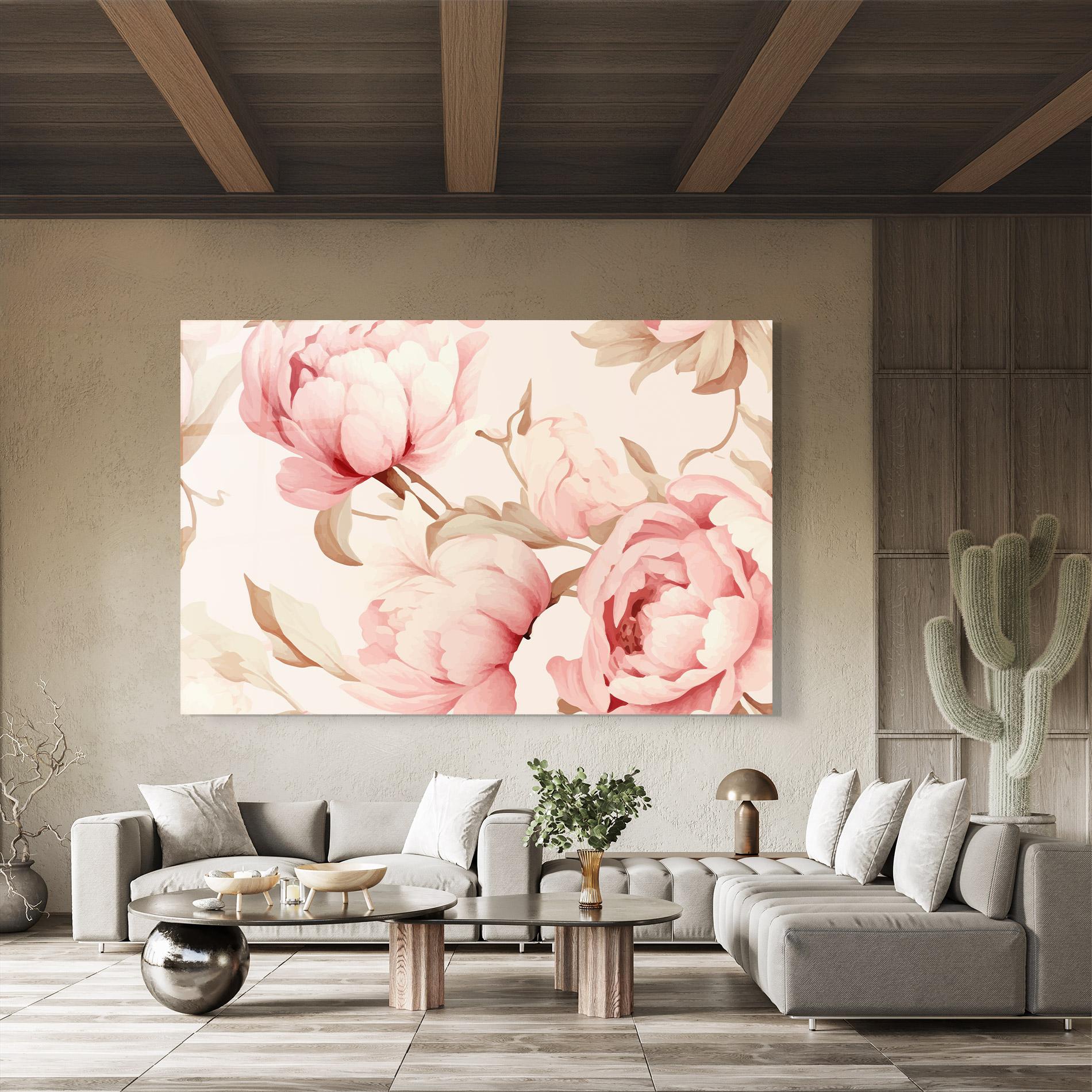 Tablou Sticla Pastel Peony mockup 8