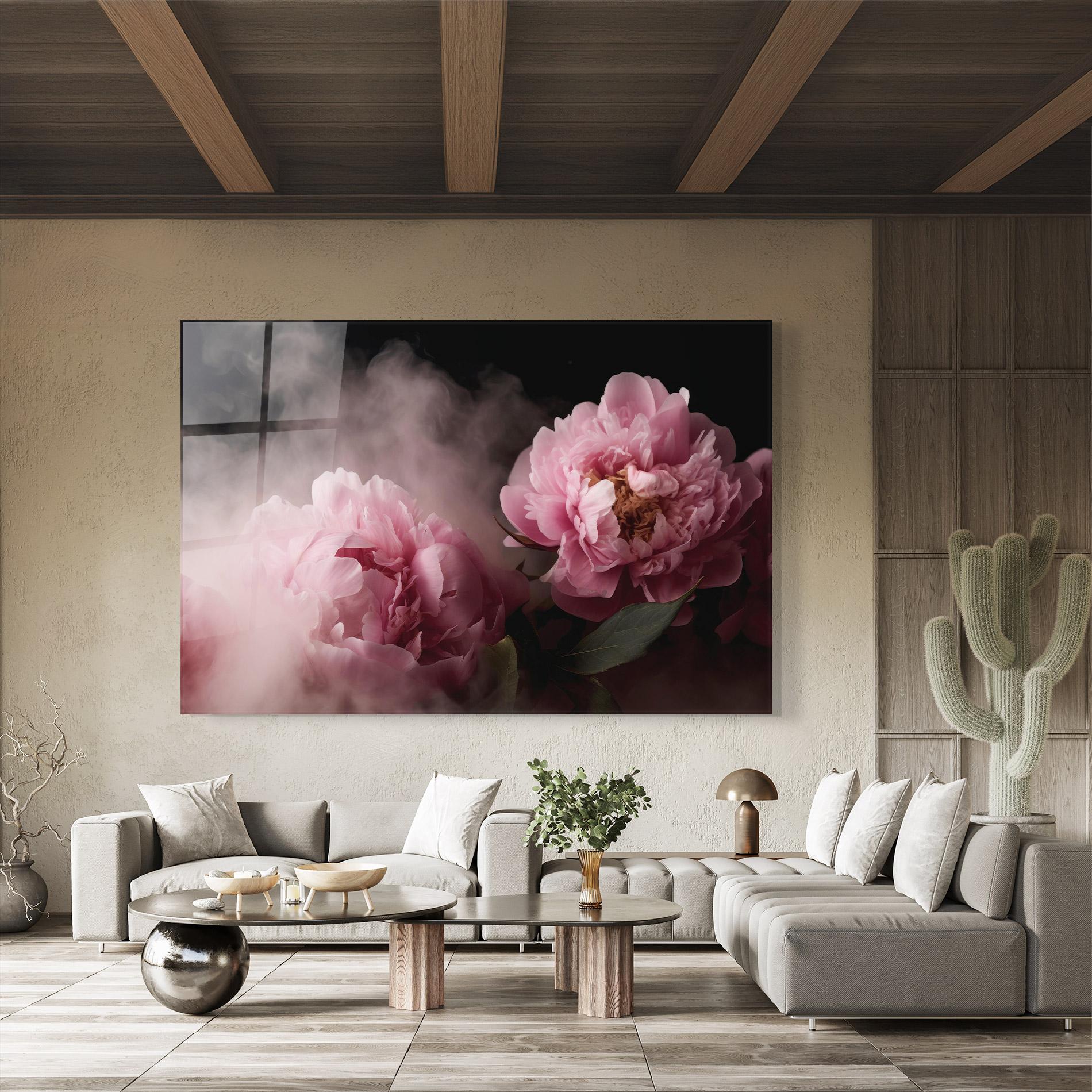 Tablou Sticla Peony In Smoke mockup 8