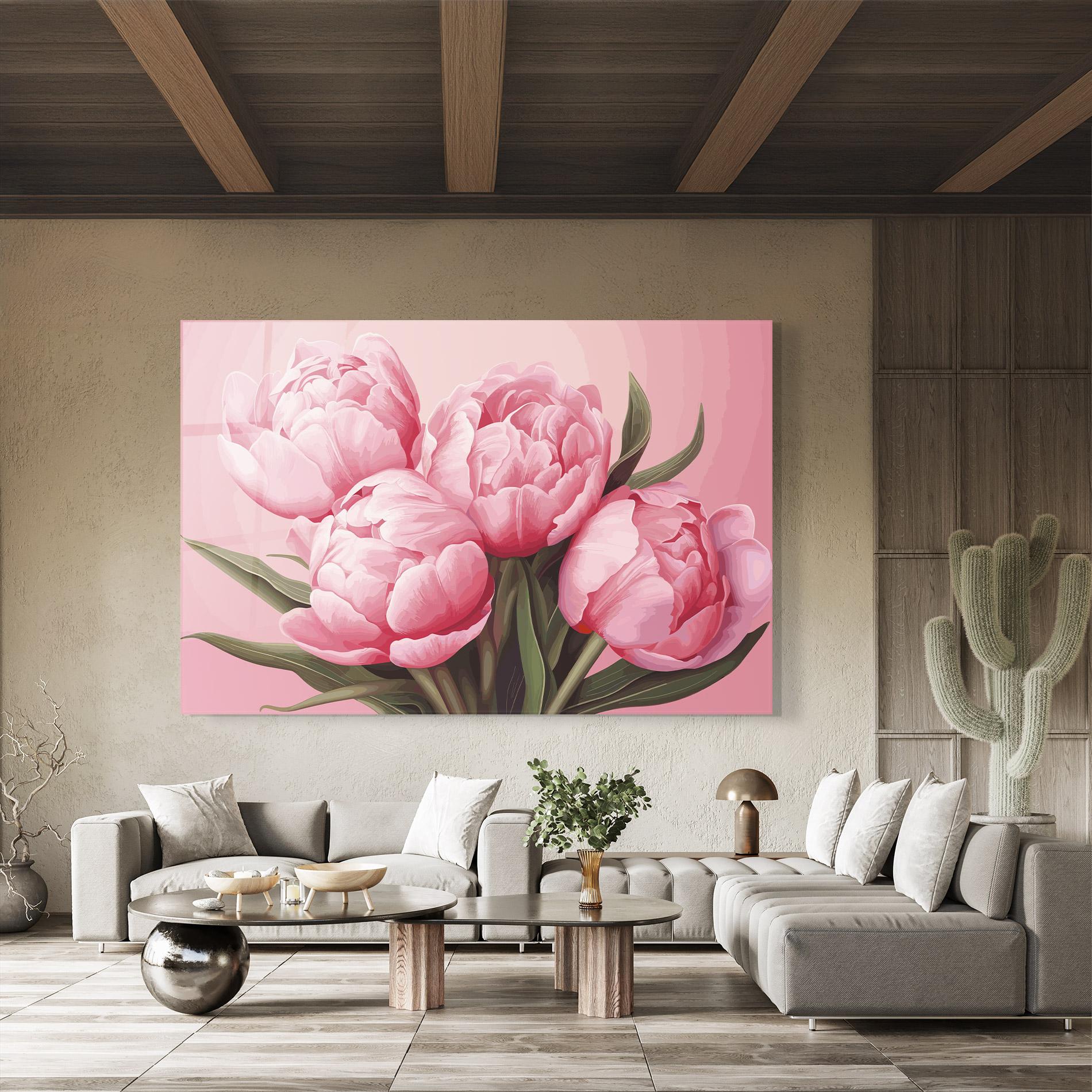 Tablou Sticla Peony On Pink mockup 8