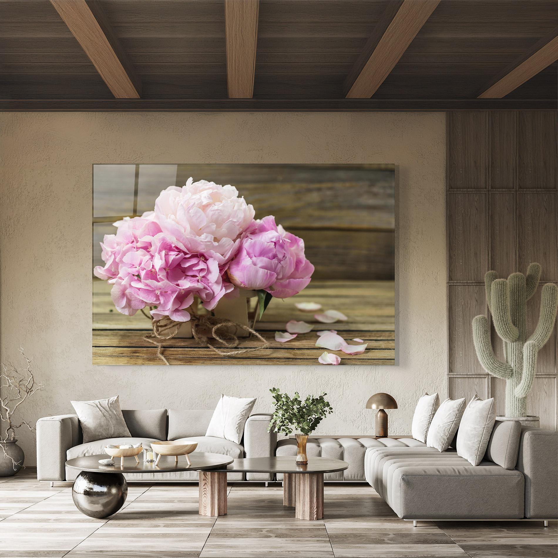 Tablou Sticla Peony On Table mockup 8