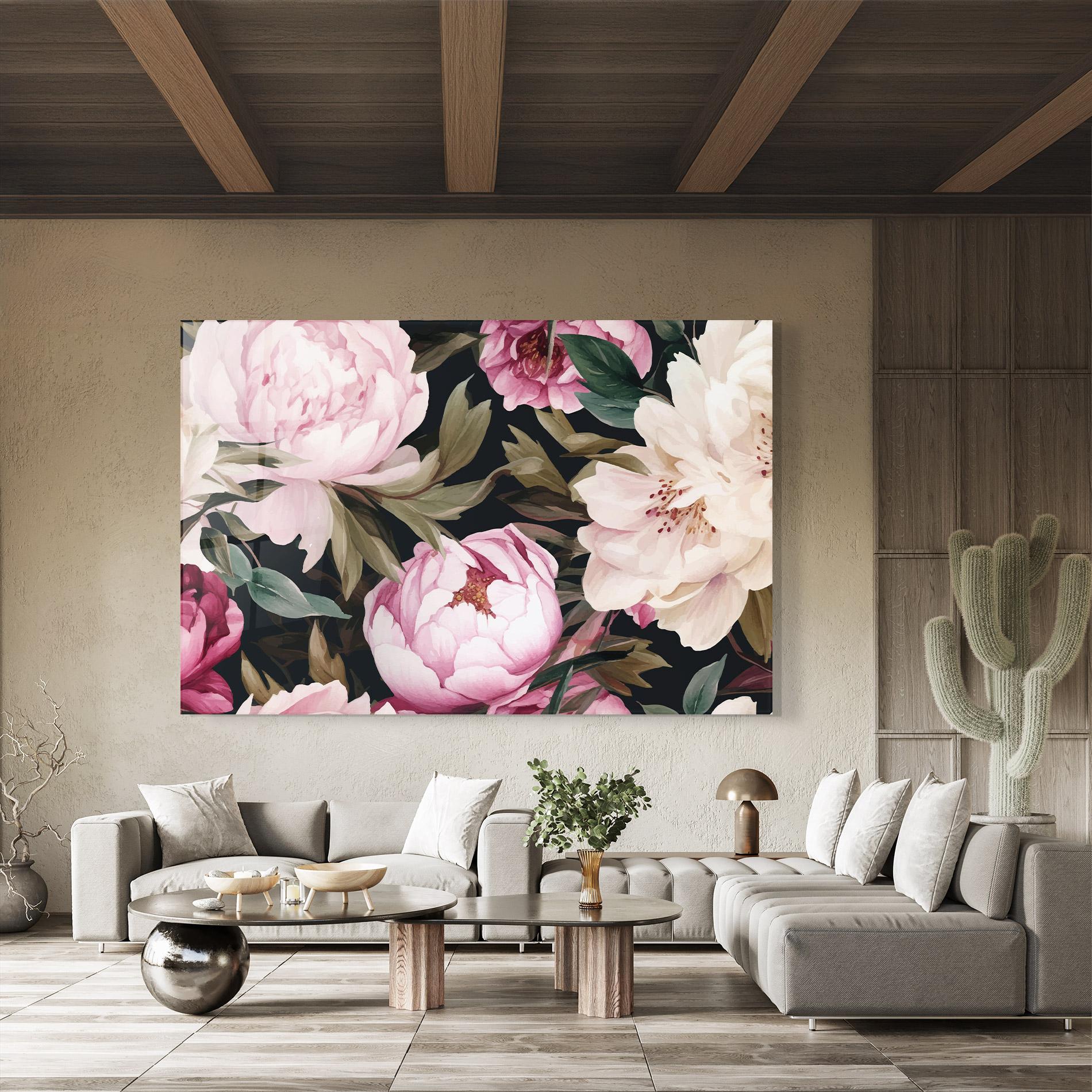Tablou Sticla Peony Paint mockup 8