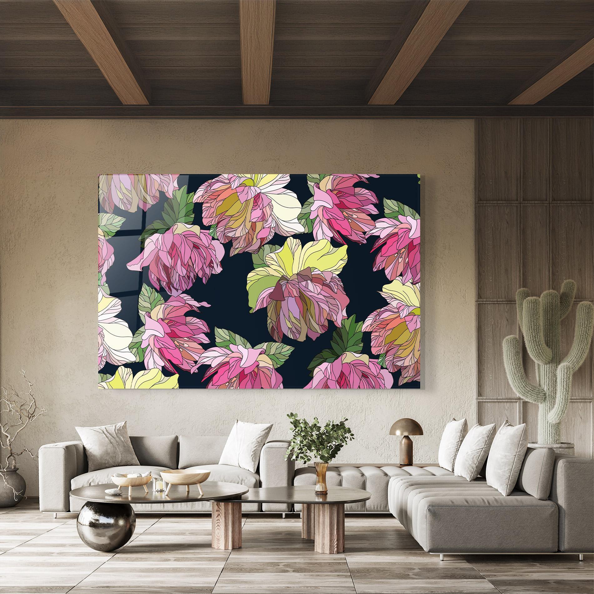 Tablou Sticla Pretty Peony Art mockup 8